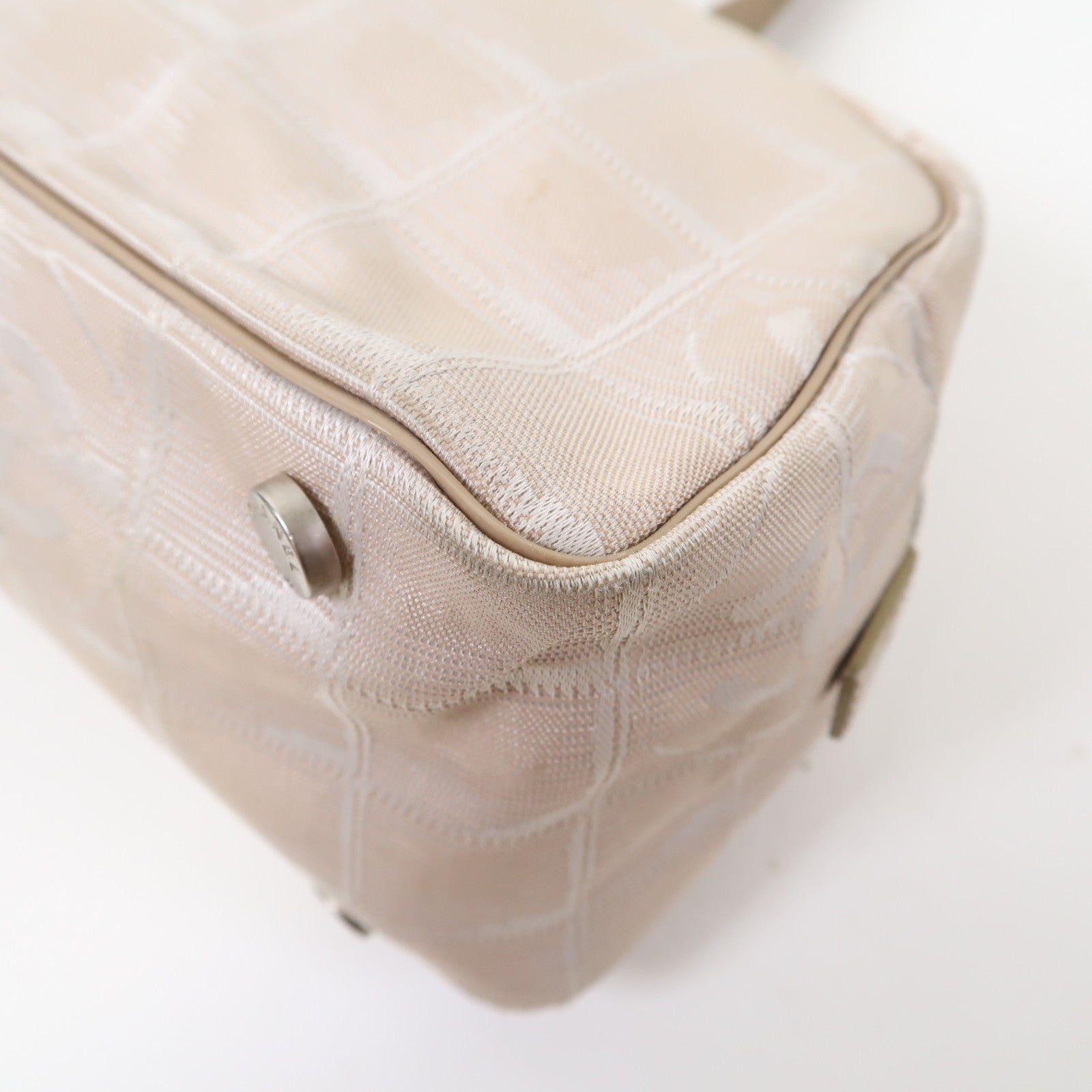 CHANEL 【激減優惠】帆布Shoulder Bag銀扣肩背袋米色