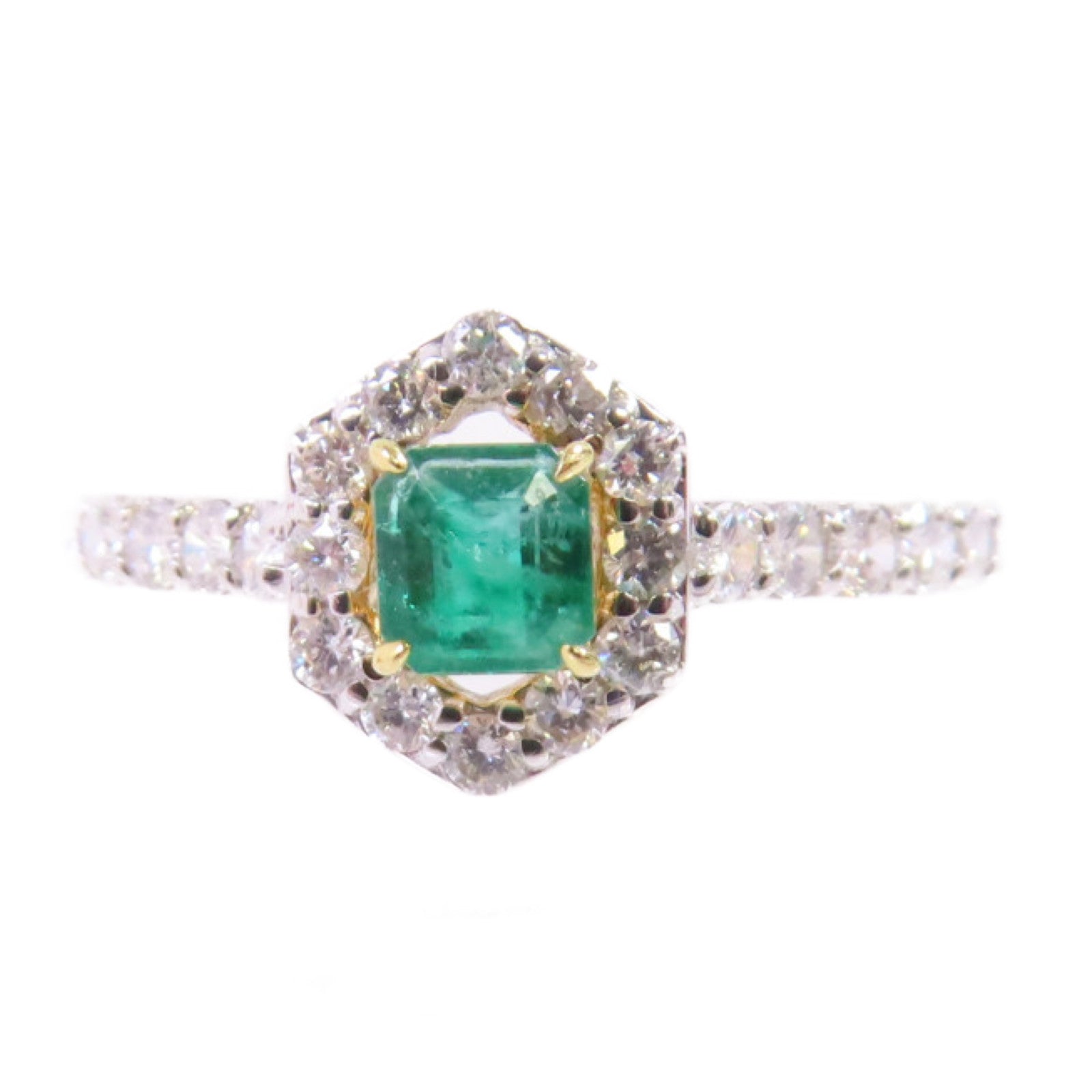 JEWELRY 【激減優惠】18K白金Emerald Ring 0.28ct綠寶石/0.48鑽石戒指US#6.75