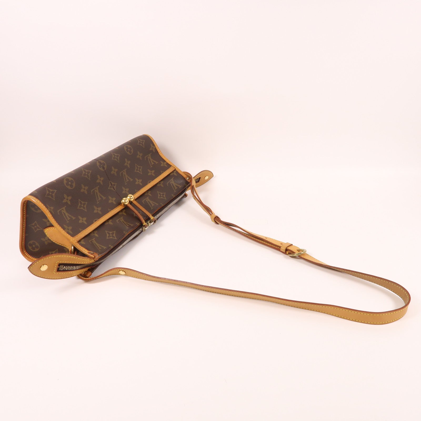 LOUIS VUITTON Monogram Popincourt Long金扣肩背袋棕色