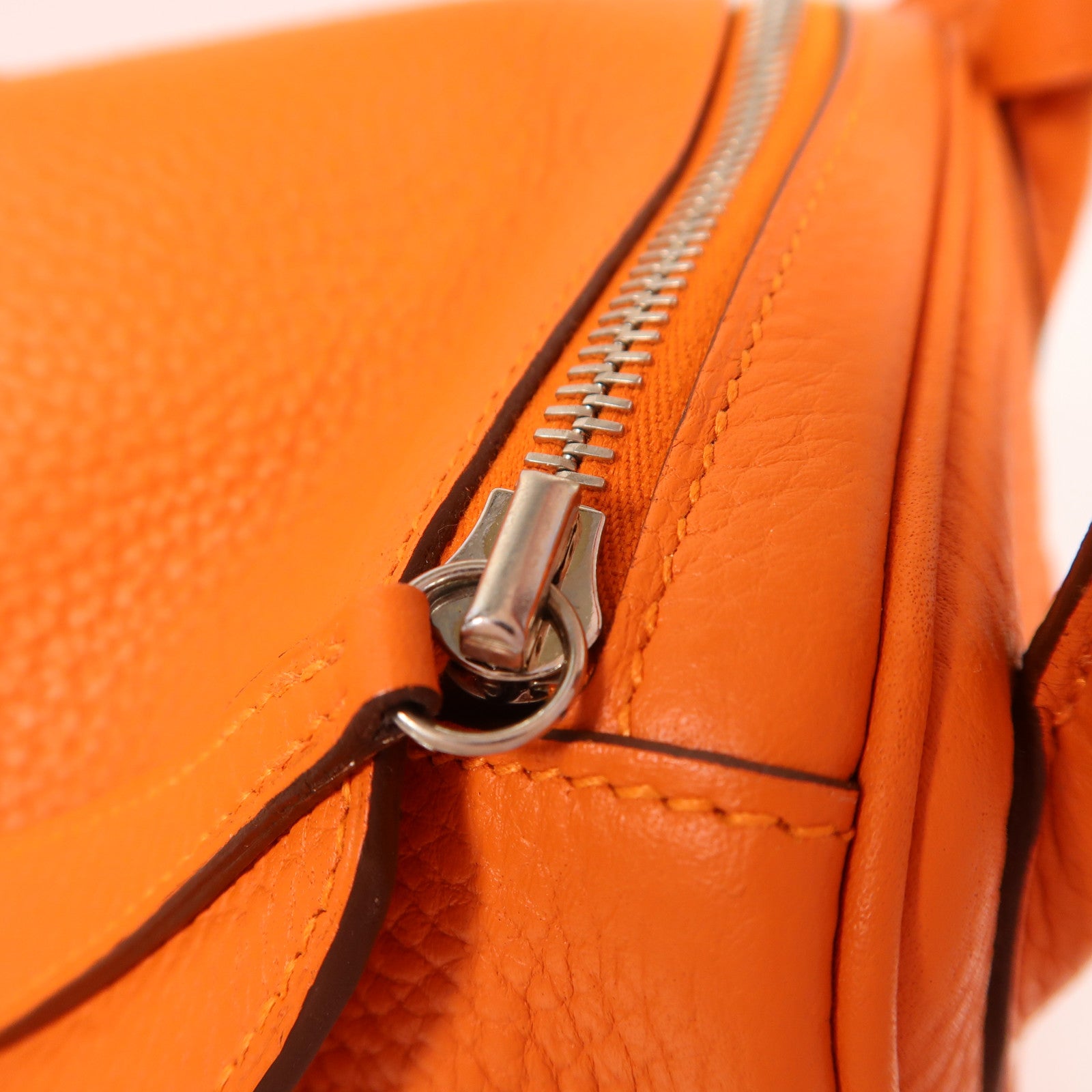 HERMES Clemence皮革Lindy 30銀扣手挽肩背兩用袋Orange
