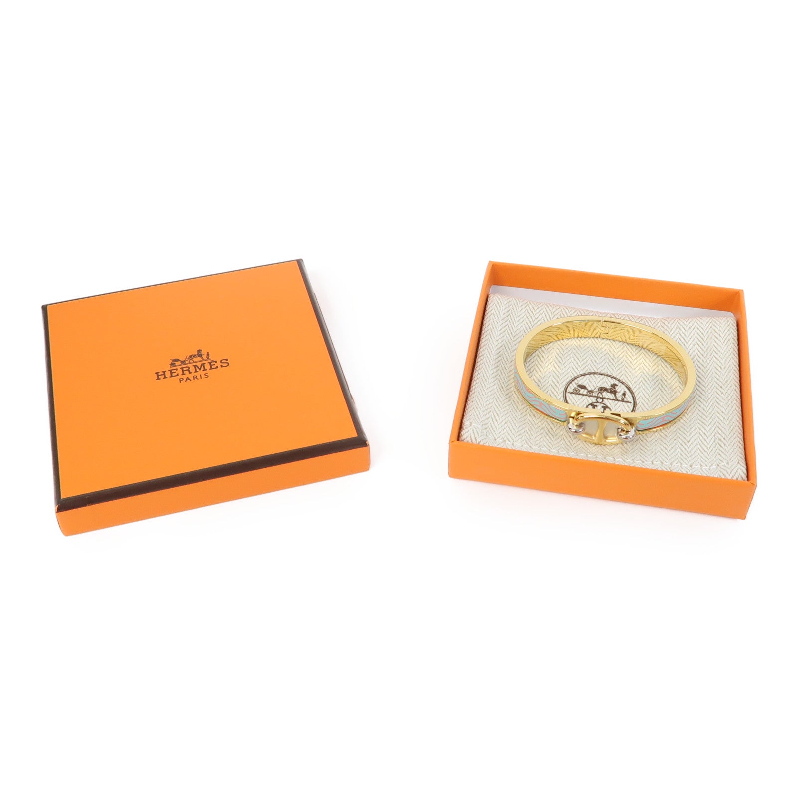 HERMES 金屬Mini Clic Chaine D'Ancre Bracelet金扣手鐲藍色/粉紅色/金色
