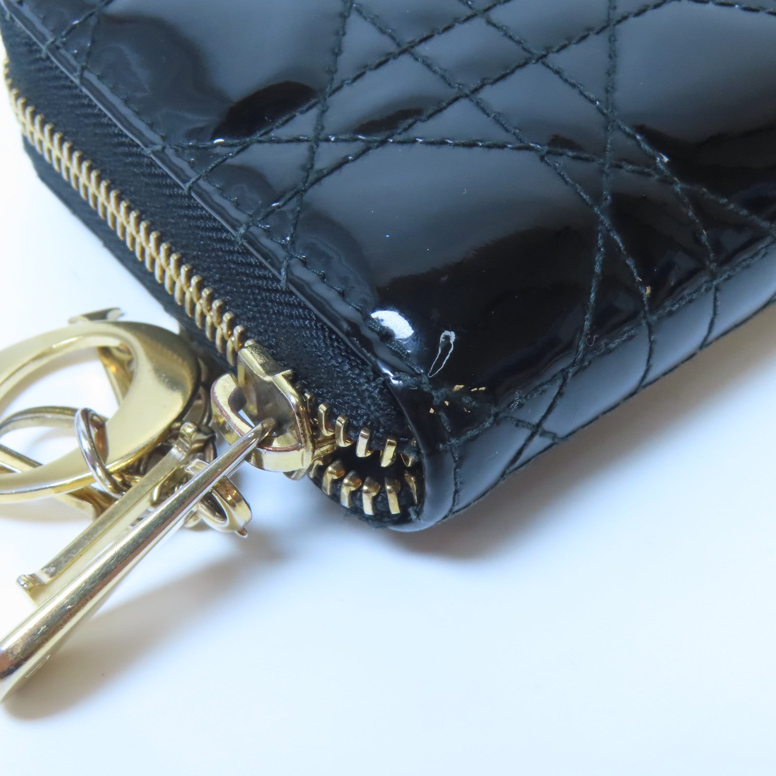 Dior 【激減優惠】漆皮皮革Zipper Long Wallet金扣拉鍊長錢包黑色