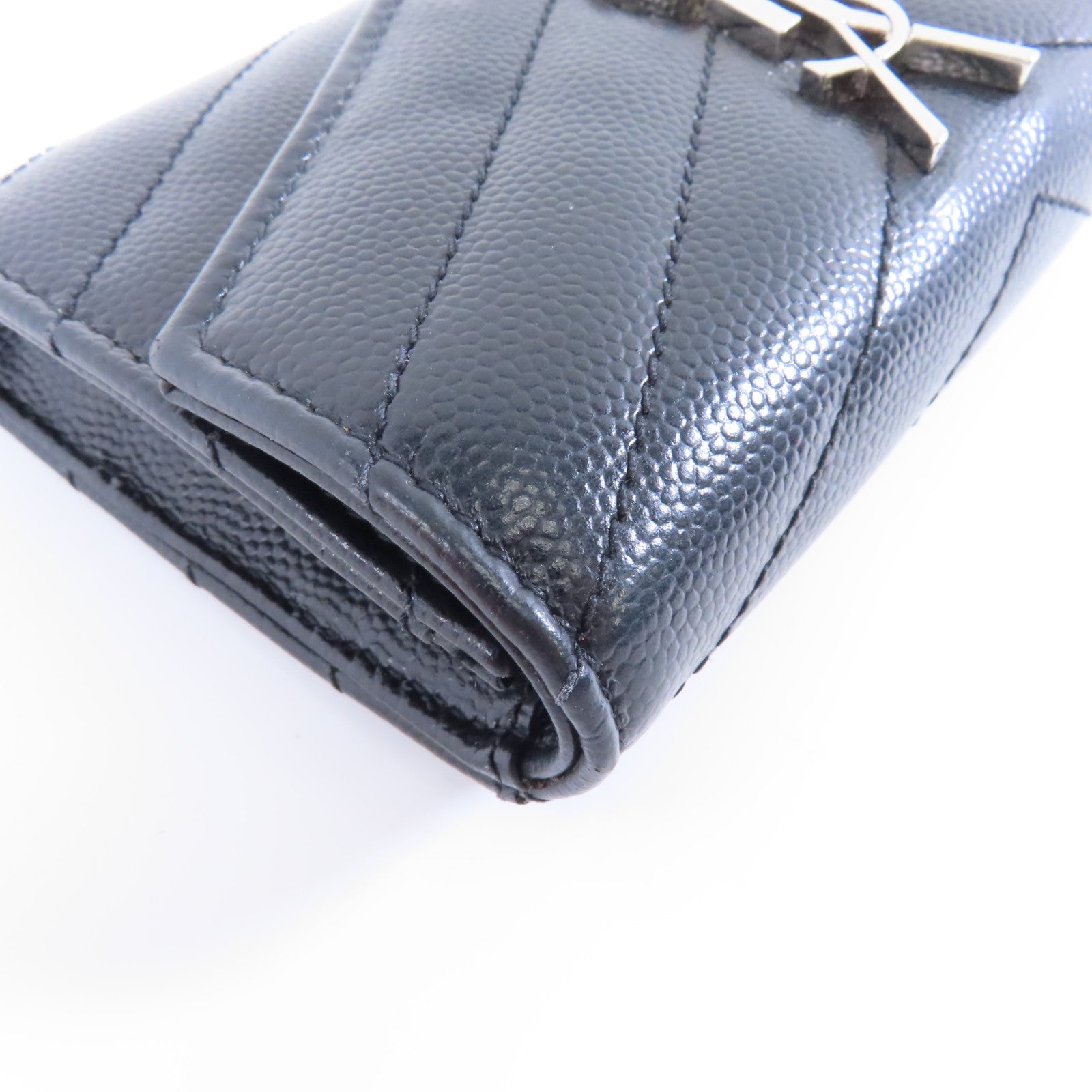 SAINT LAURENT 牛皮皮革Card Case銀扣卡片套黑色