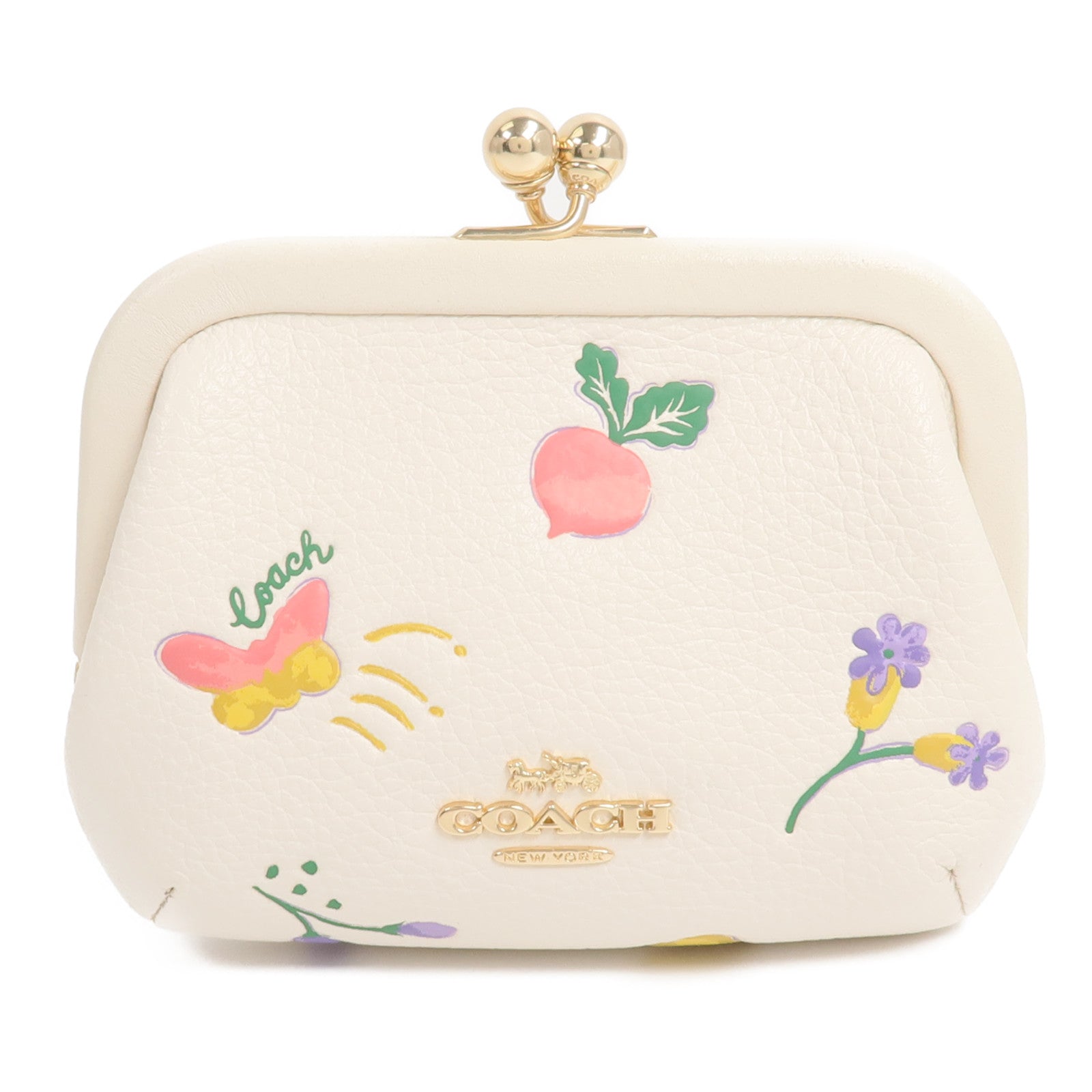 COACH Refined Pebble皮革Kisslock Coin Purse零錢包