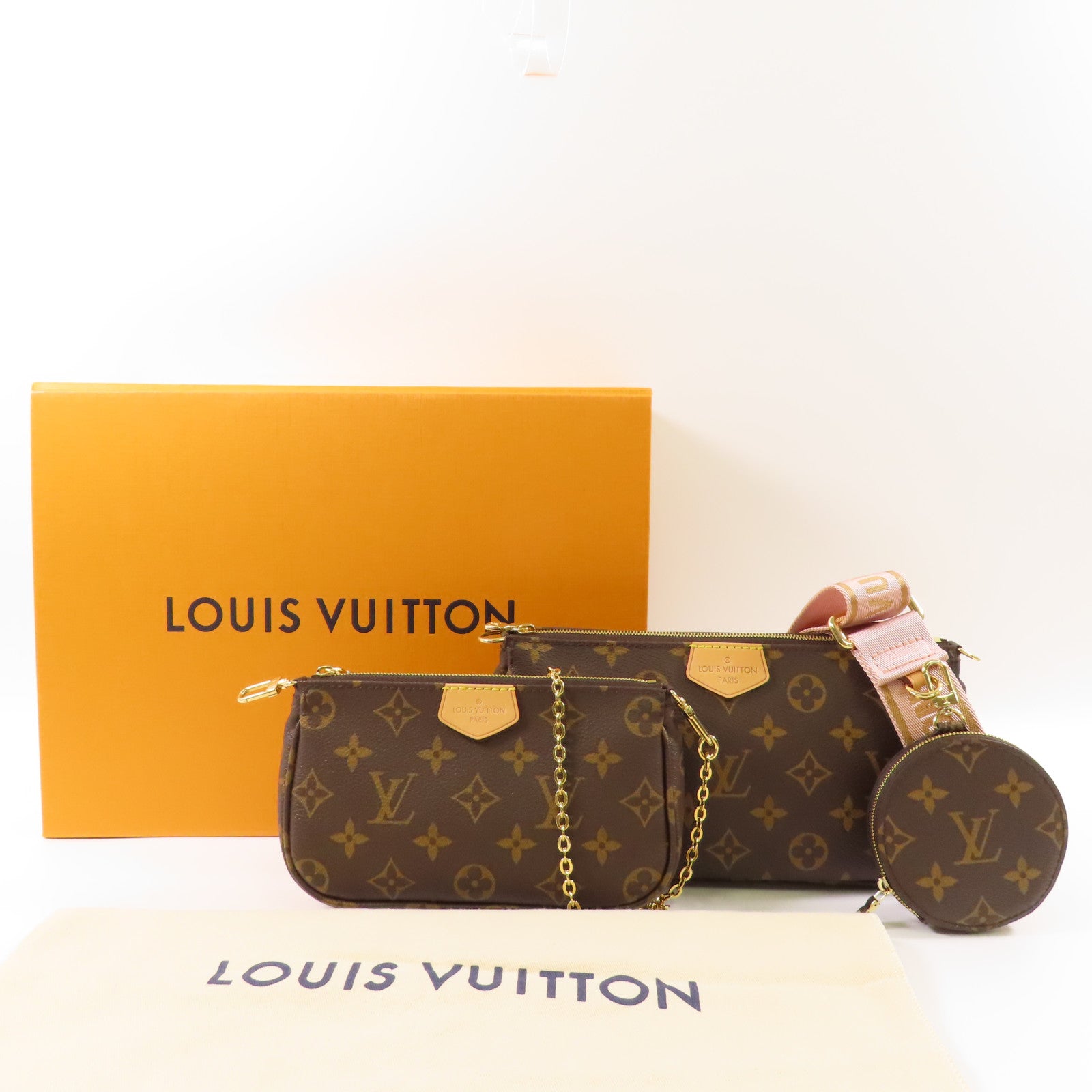 LOUIS VUITTON 【激減優惠】Monogram Multi Pochette Accessoires金扣手挽肩背兩用袋棕色