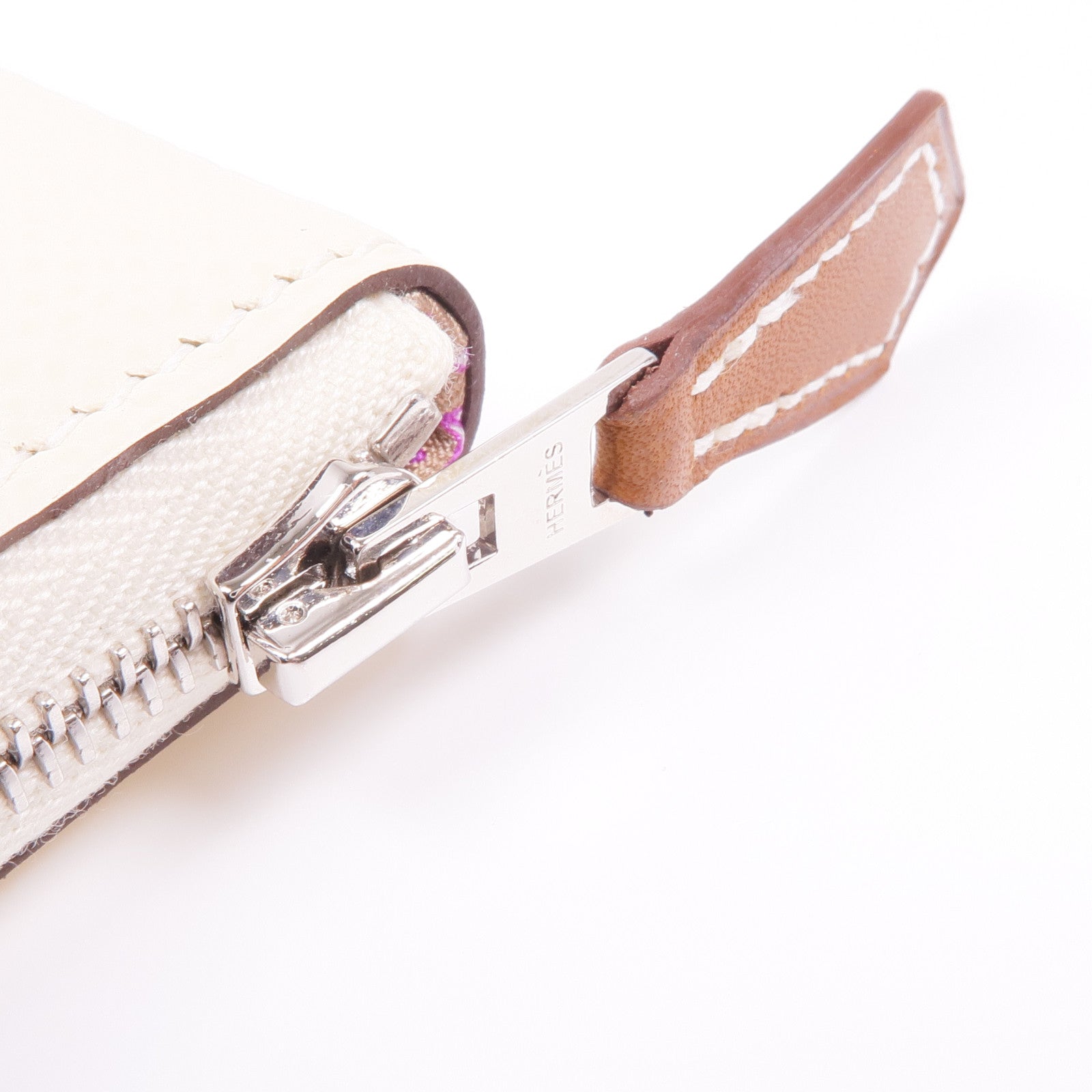 HERMES Epsom皮革Silk In Compact Short Wallet銀扣錢包Nata