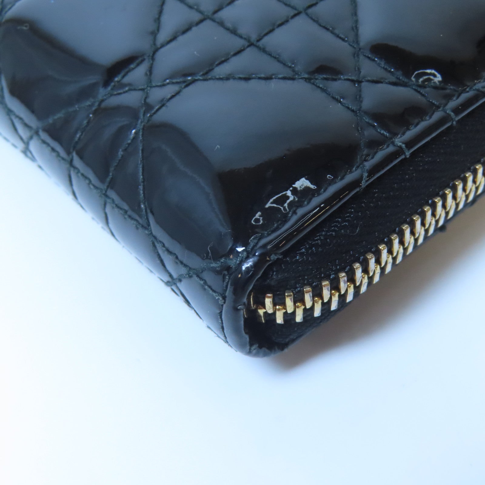 Dior 【激減優惠】漆皮皮革Zipper Long Wallet金扣拉鍊長錢包黑色