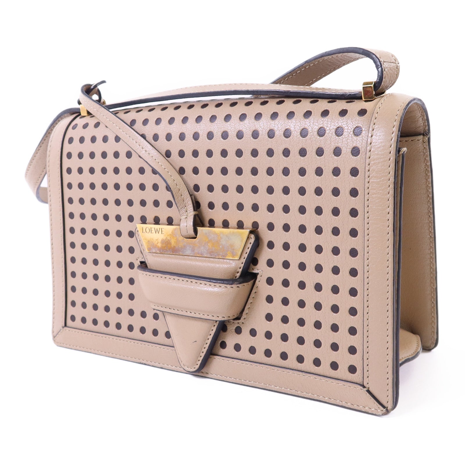 LOEWE 【激減優惠】牛皮皮革Barcelona金扣肩背袋