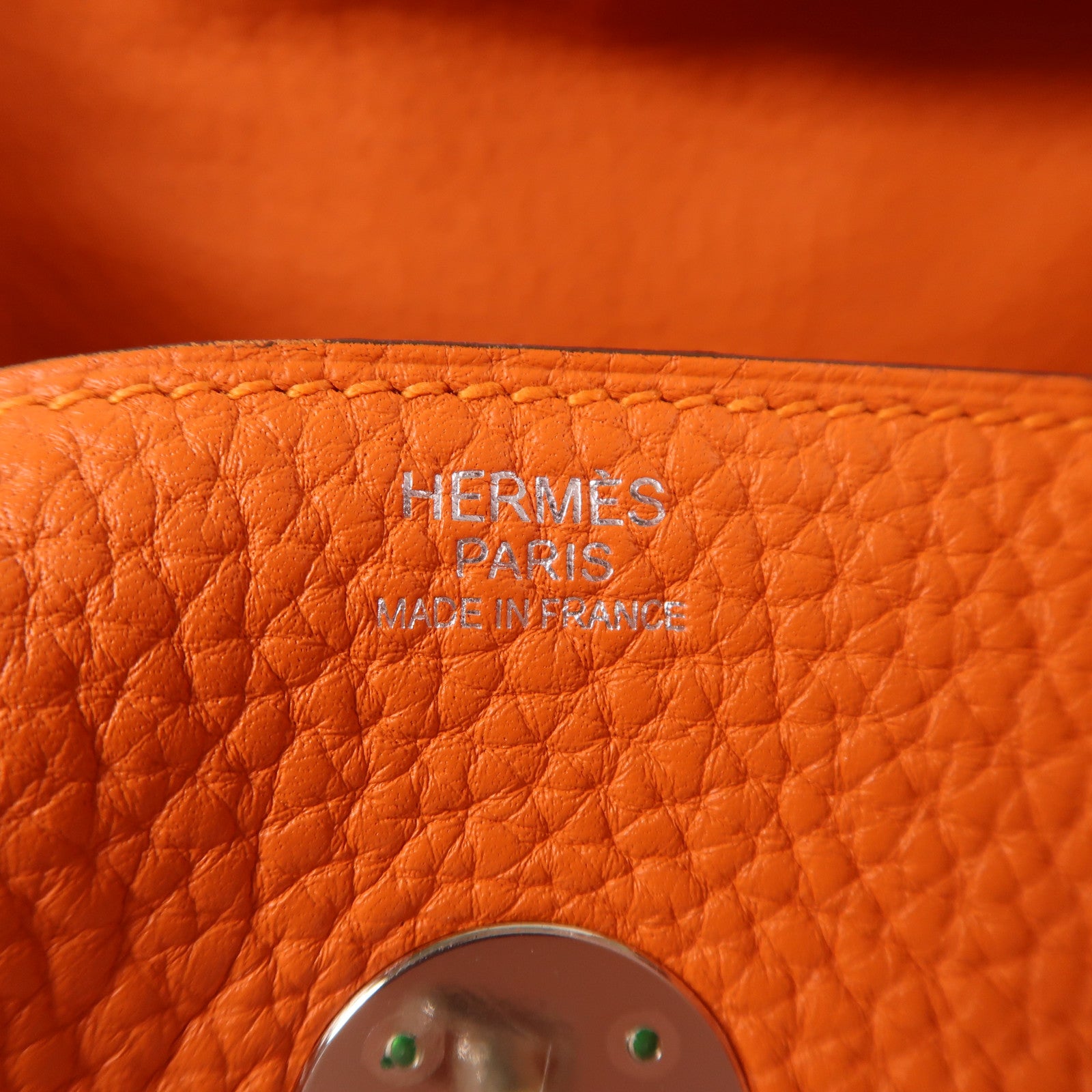 HERMES Clemence皮革Lindy 30銀扣手挽肩背兩用袋Orange