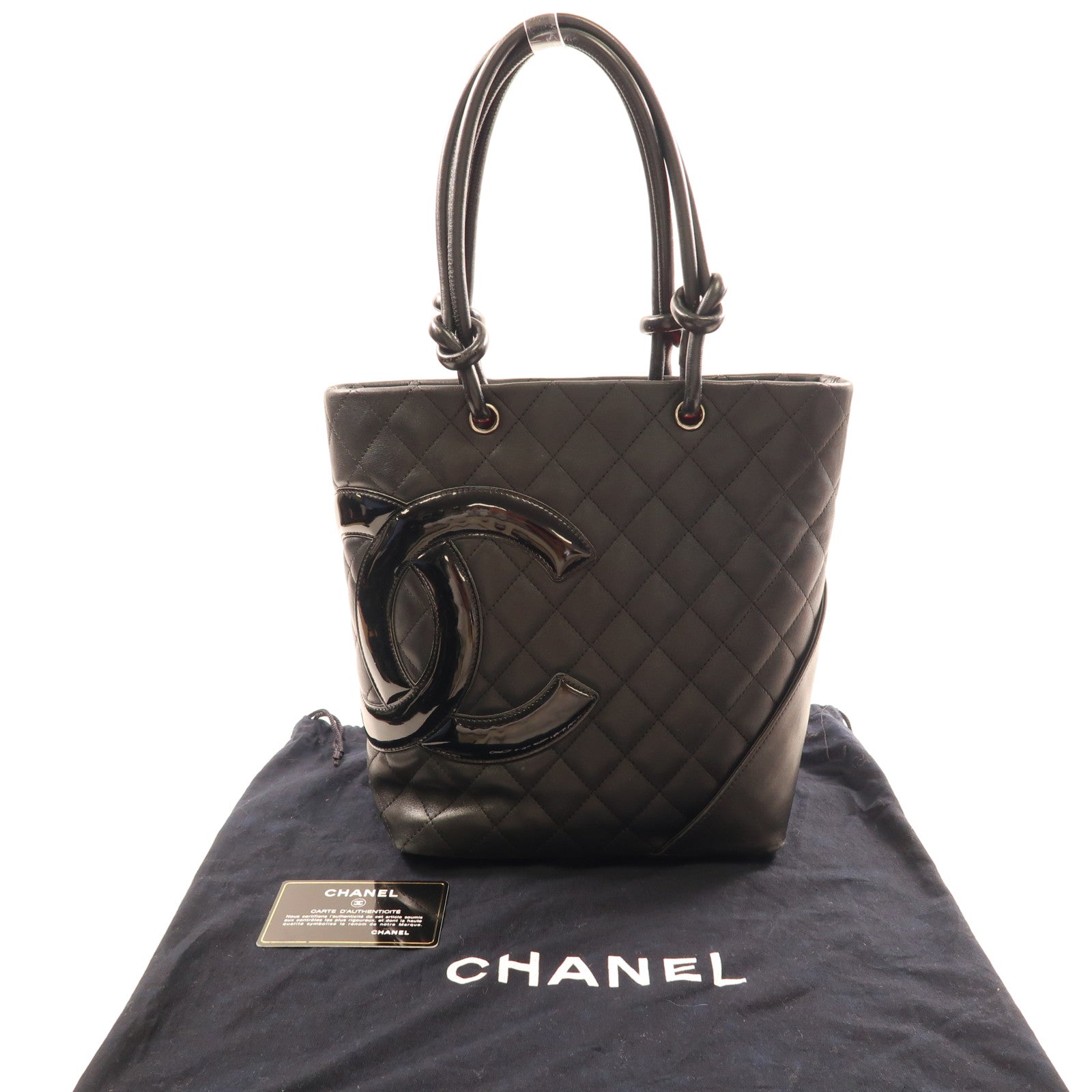 CHANEL 牛皮皮革Cambon Line Tote Bag銀扣手挽袋