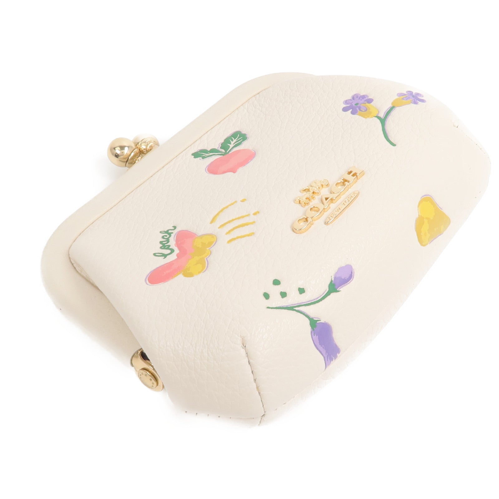 COACH Refined Pebble皮革Kisslock Coin Purse零錢包