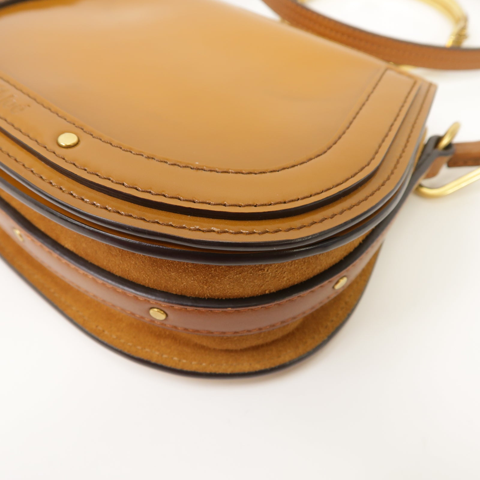 Chloe 【清倉大減價】牛皮皮革Bracelet Nile 2Way Shoulder Bag金扣手挽肩背兩用袋啡色