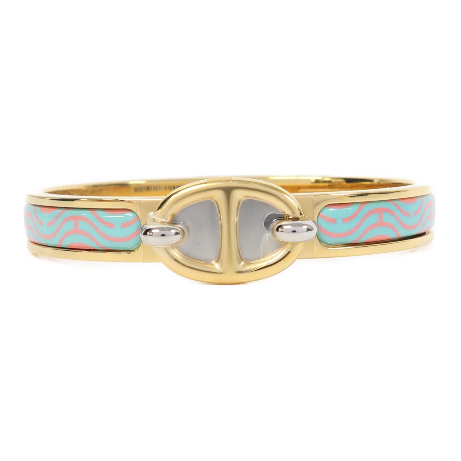 HERMES 金屬Mini Clic Chaine D'Ancre Bracelet金扣手鐲藍色/粉紅色/金色