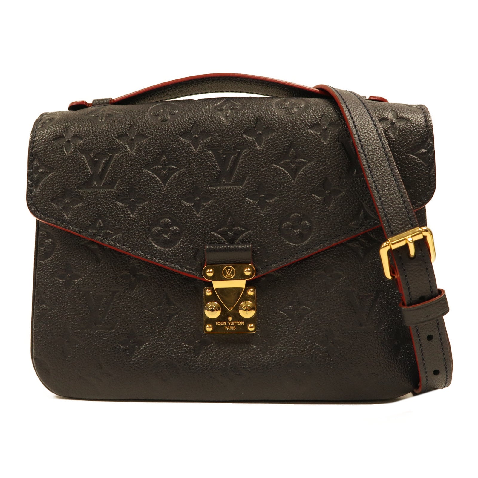LOUIS VUITTON Monogram Empreinte Pochette Metis金扣手挽肩背兩用袋深藍色