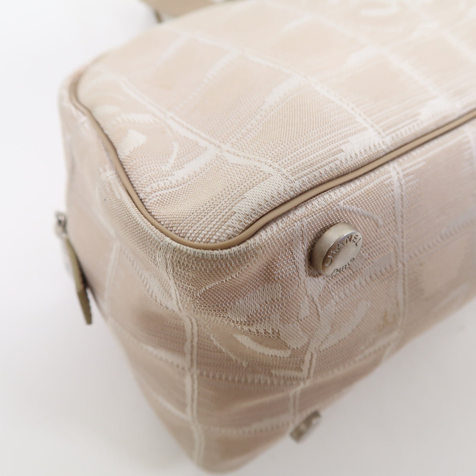 CHANEL 【激減優惠】帆布Shoulder Bag銀扣肩背袋米色