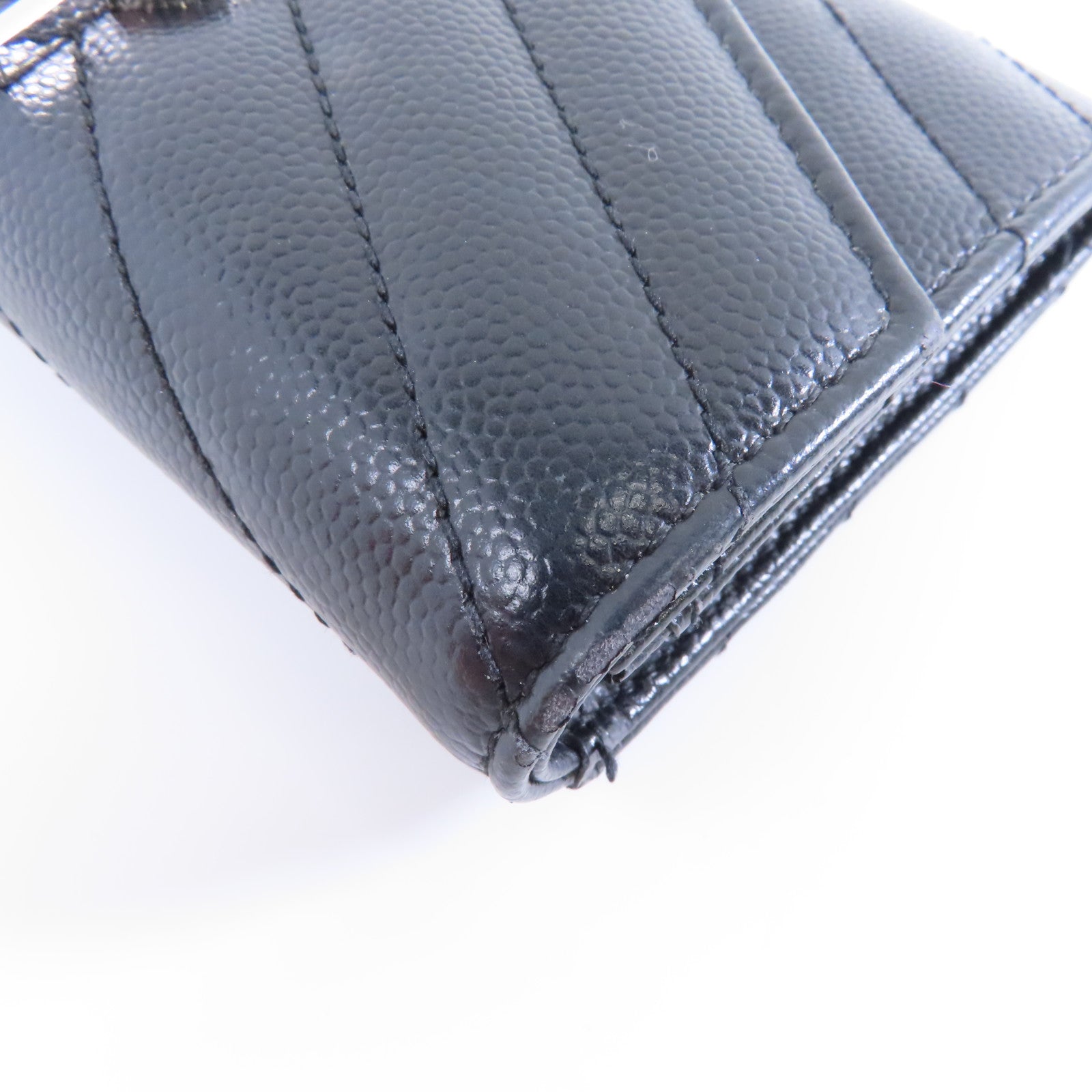 SAINT LAURENT 牛皮皮革Card Case銀扣卡片套黑色