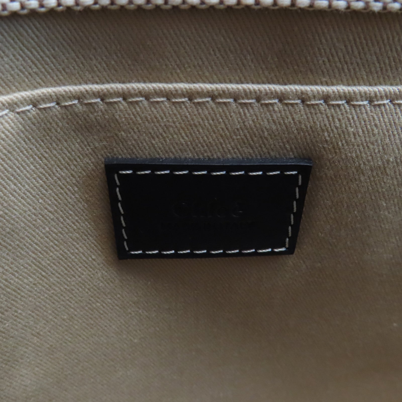 Chloe (PRICE DOWN) Woody Tote Bag Canvas Beige Navy Blue
