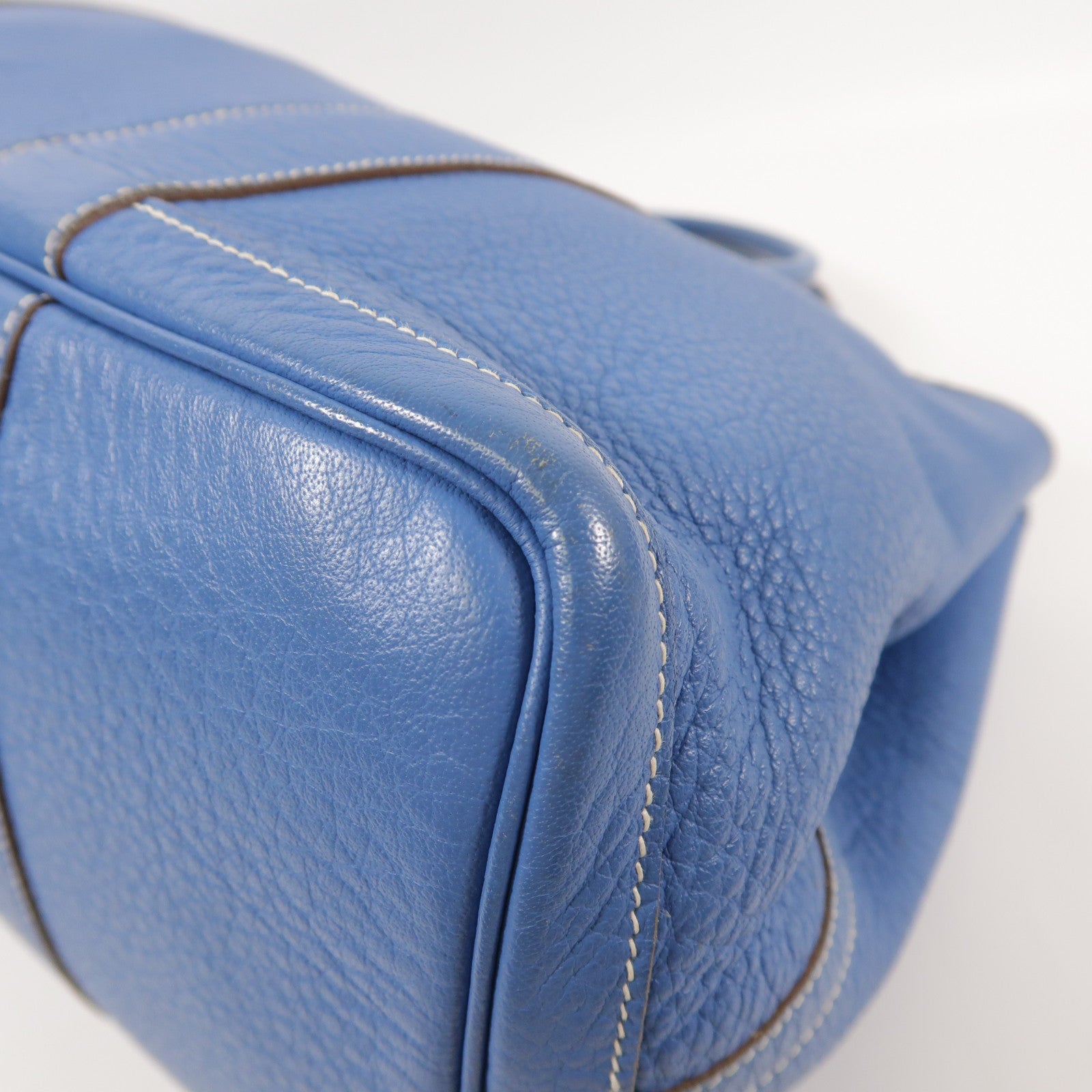 HERMES PHW GardenParty PM Tote Bag Negonda Leather Blue Jean