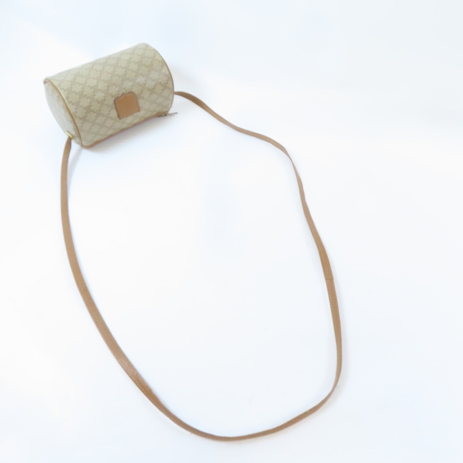 CELINE (PRICE DOWN) GHW Shoulder Crossbody Bag PVC Coated Canvas Brown
