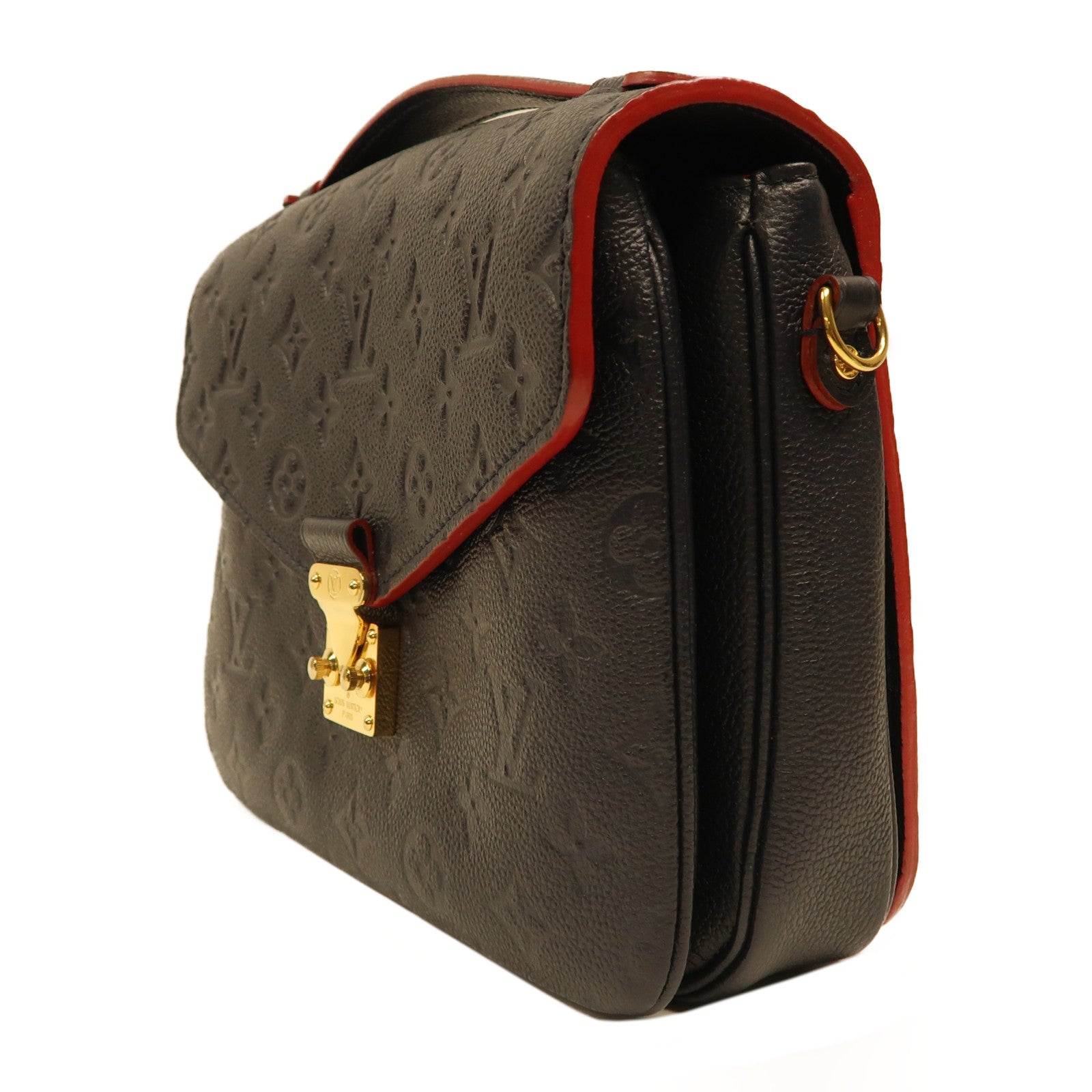 LOUIS VUITTON Monogram Empreinte Pochette Metis金扣手挽肩背兩用袋深藍色