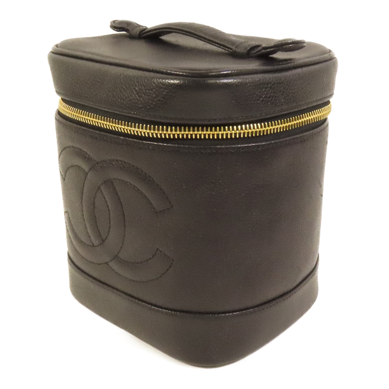 CHANEL 牛皮皮革Vintage Vanity Case金扣手挽袋