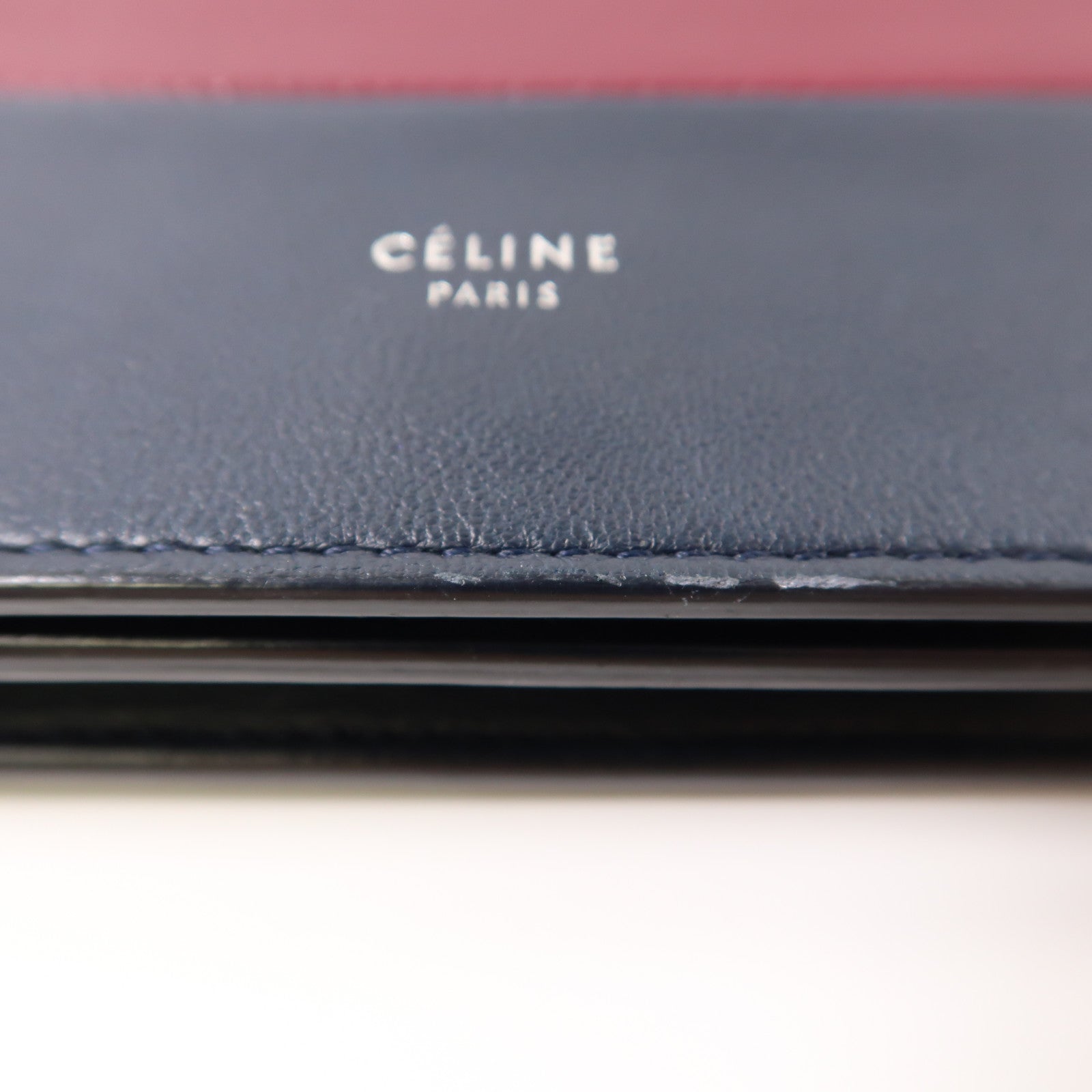 CELINE 羊皮皮革Frame Wallet On Strap銀扣鏈帶肩背袋