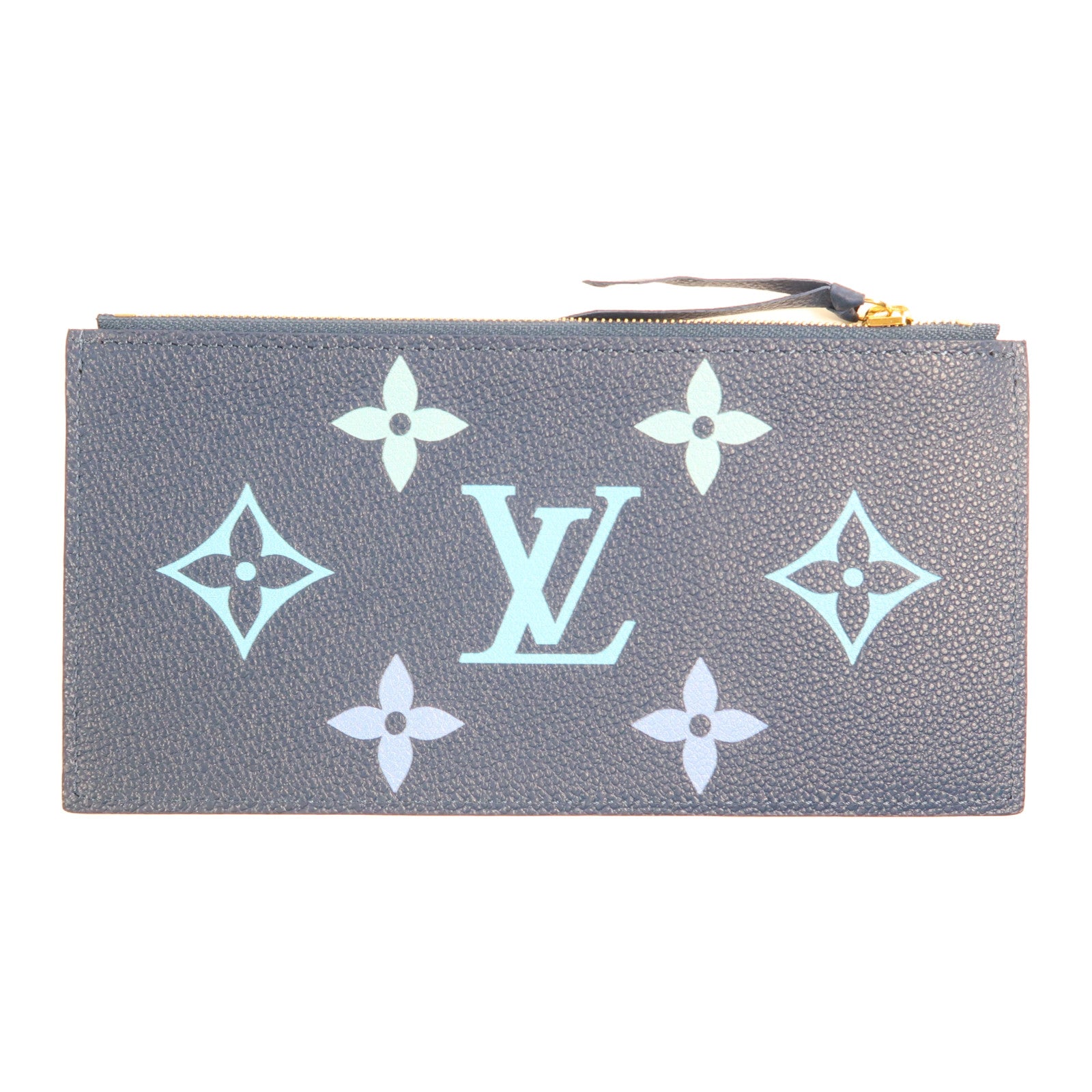 LOUIS VUITTON Monogram Empreinte Felicie Pochette金扣鏈帶肩背袋藍色
