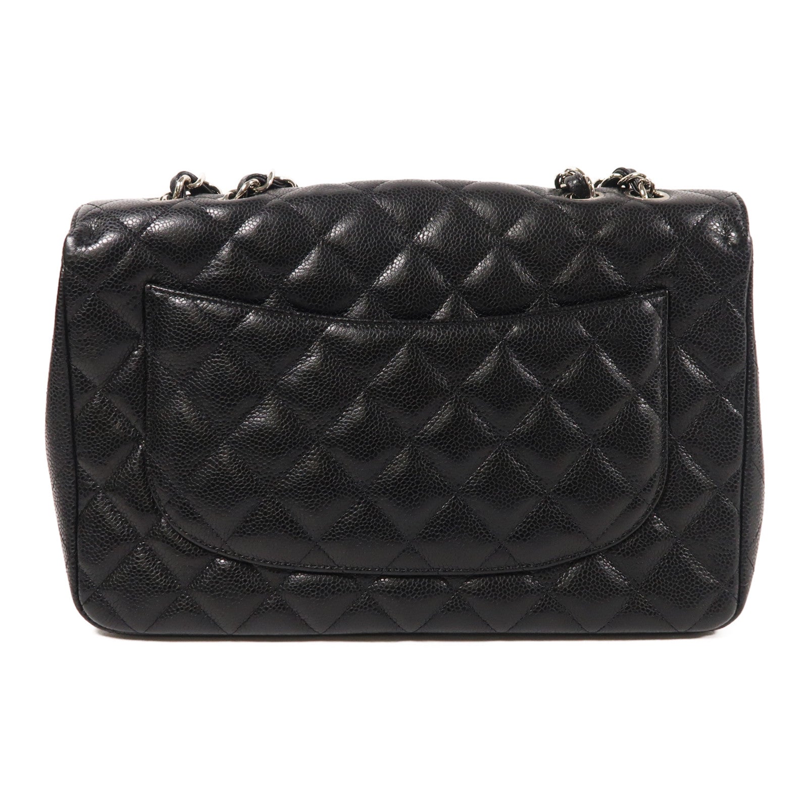 CHANEL 牛皮皮革Large Classic銀扣鏈帶肩背袋