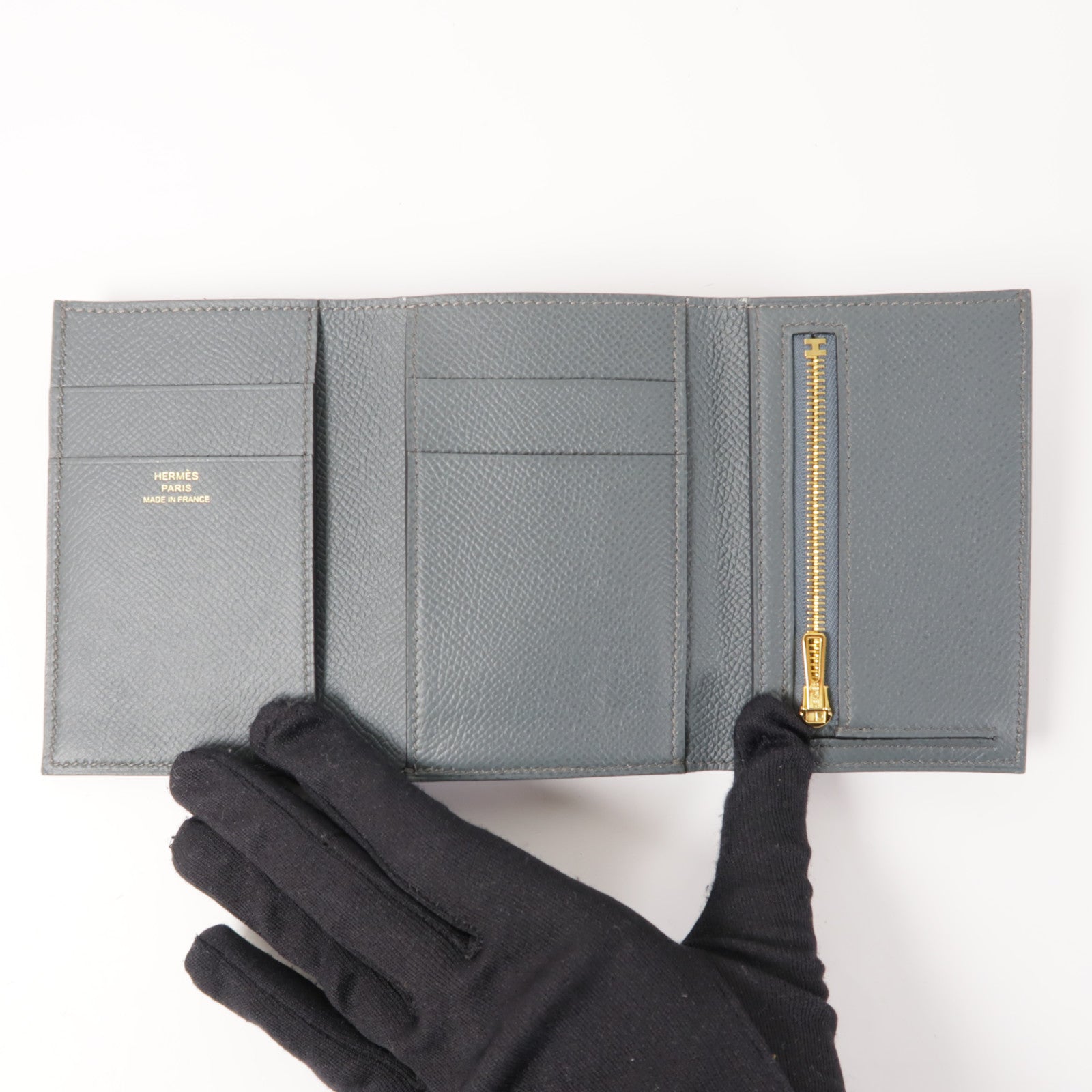 HERMES Epsom皮革Bearn Compact金扣錢包
