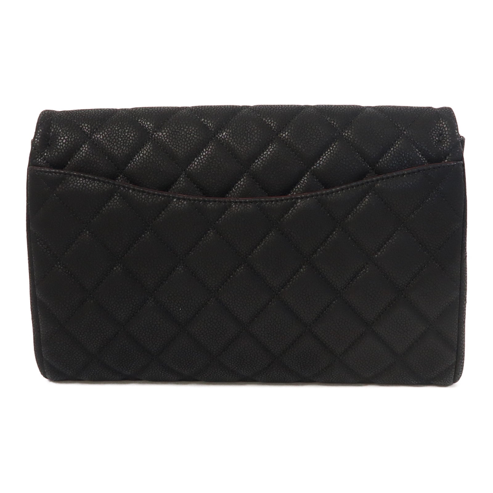 CHANEL 菱格Caviar皮革Shoulder Bag銀扣鏈帶肩背袋黑色