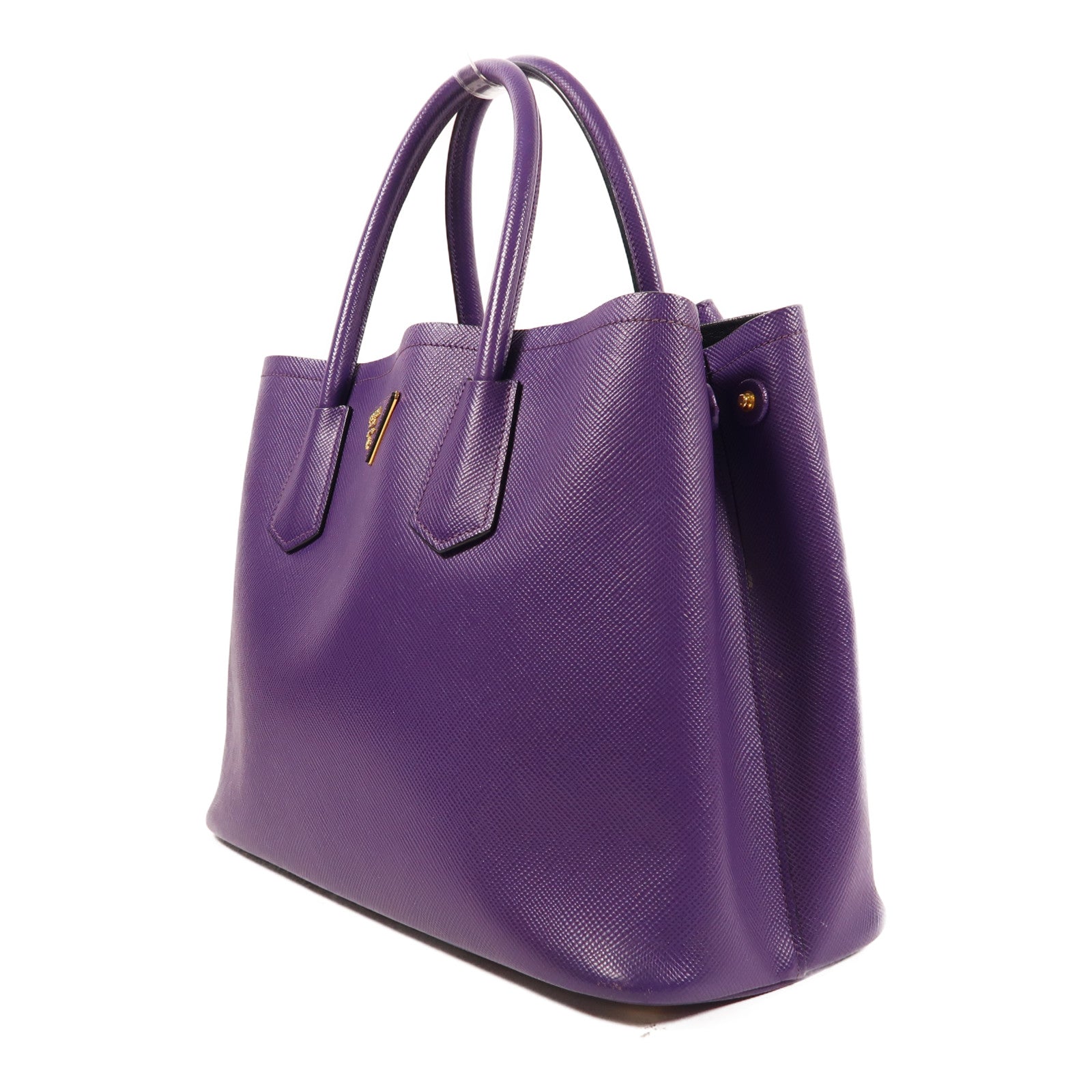 PRADA Saffiano皮革Double金扣手挽肩背兩用袋紫色