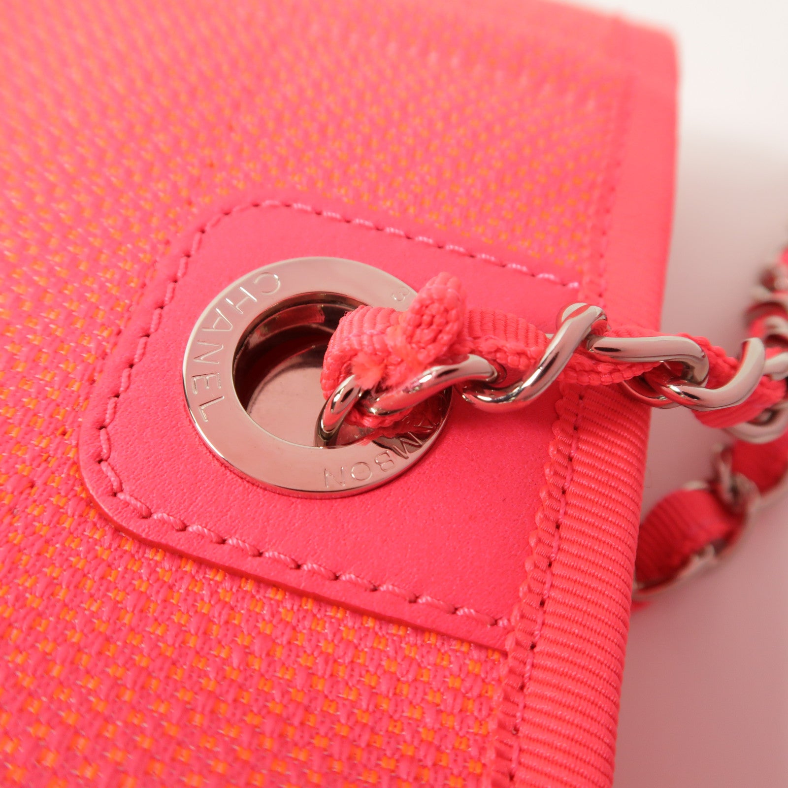 CHANEL 帆布Deauville PM Tote Bag鏈帶肩背袋