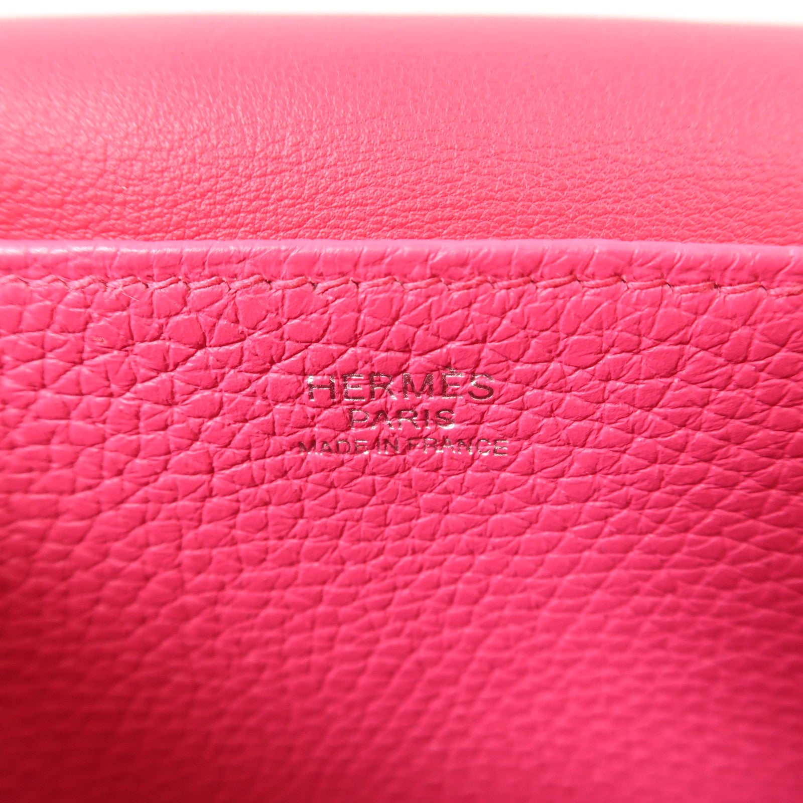 HERMES 【激減優惠】Clemence皮革Halzan 25銀扣手挽肩背兩用袋Rose Extreme