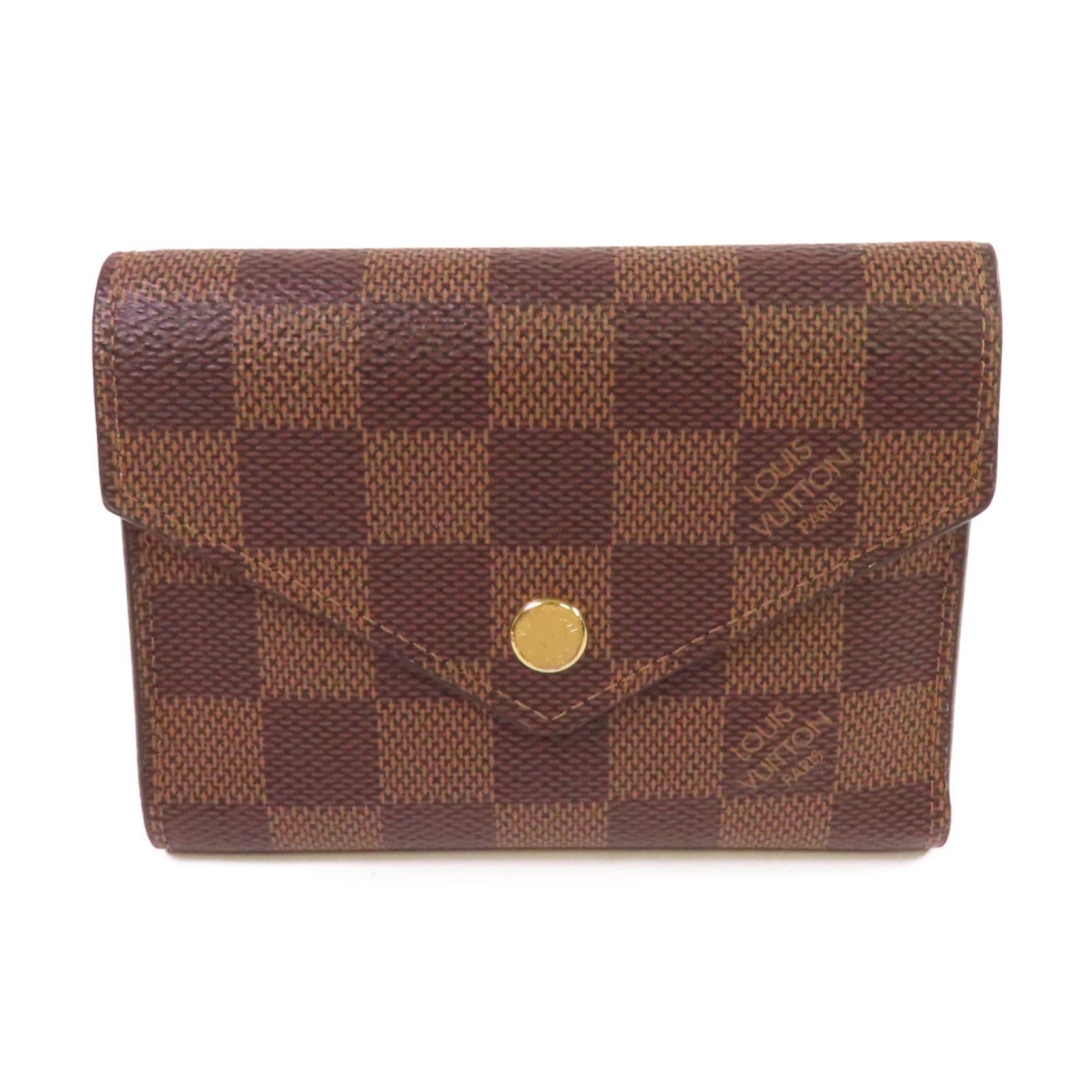 LOUIS VUITTON Damier Ebene Victorine Wallet金扣短錢包啡色/粉紅色