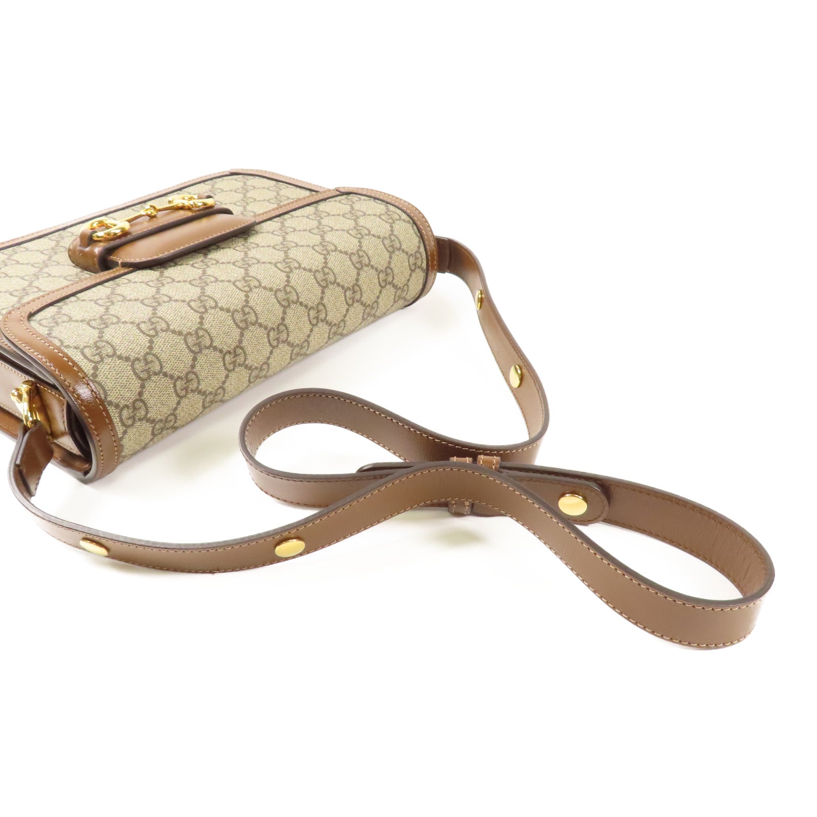 GUCCI 【激減優惠】塗層帆布/牛皮皮革Shoulder Bag金扣肩背袋