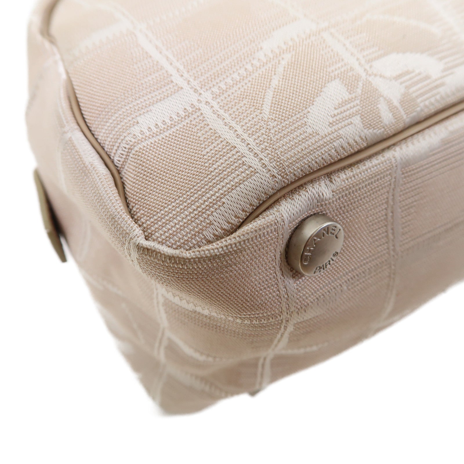 CHANEL 【激減優惠】帆布Shoulder Bag銀扣肩背袋米色