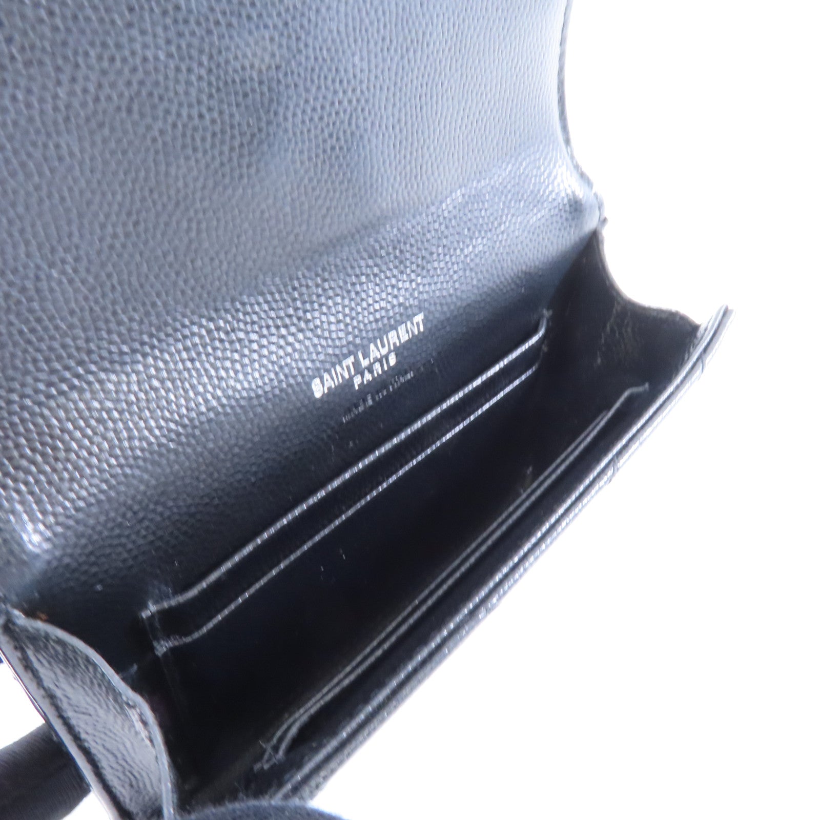 SAINT LAURENT 牛皮皮革Card Case銀扣卡片套黑色