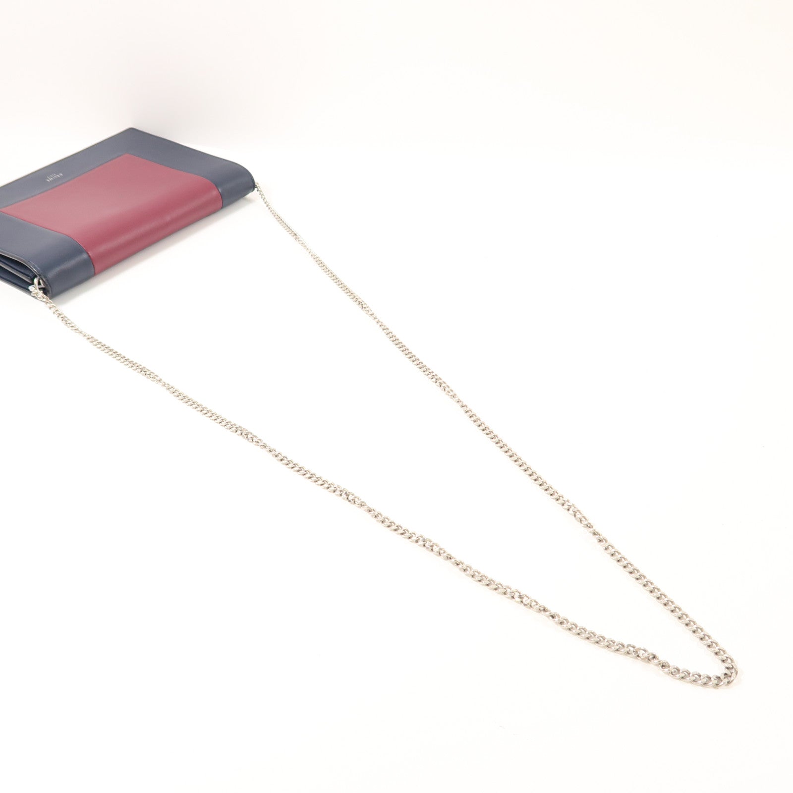 CELINE 羊皮皮革Frame Wallet On Strap銀扣鏈帶肩背袋