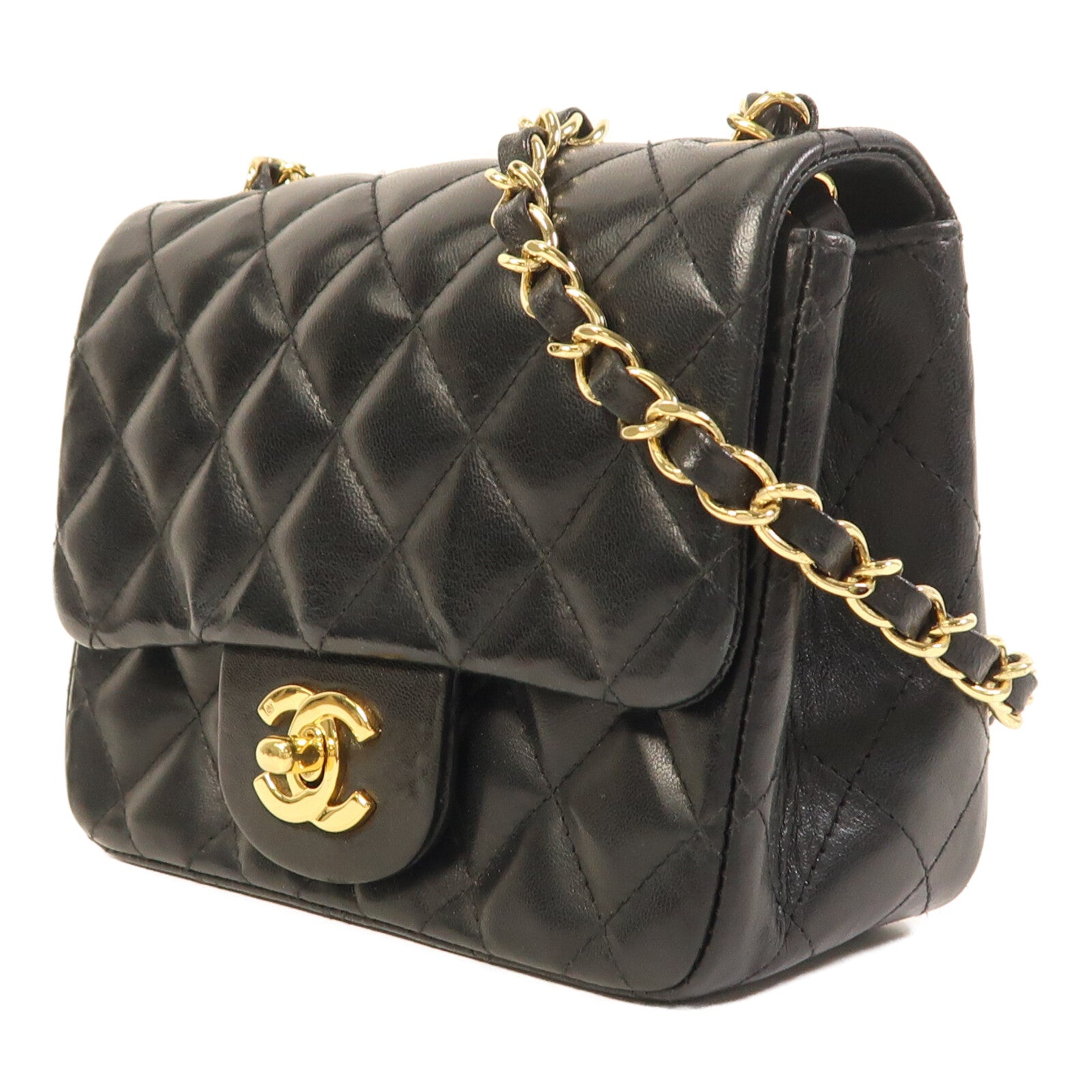 CHANEL 羊皮皮革Mini Classic 17金扣鏈帶肩背袋
