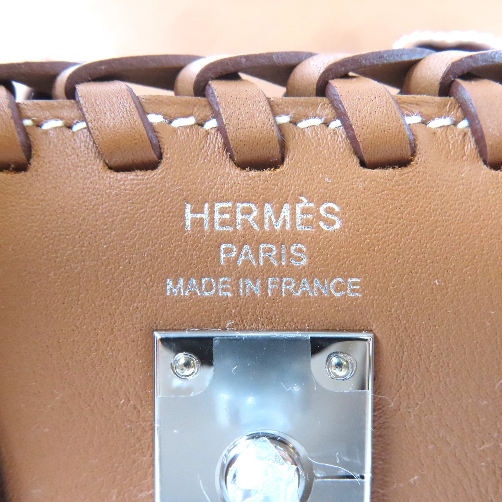 HERMES Swift皮革/柳條Birkin 25 Picnic銀扣手挽袋Gold/Naturel/啡色