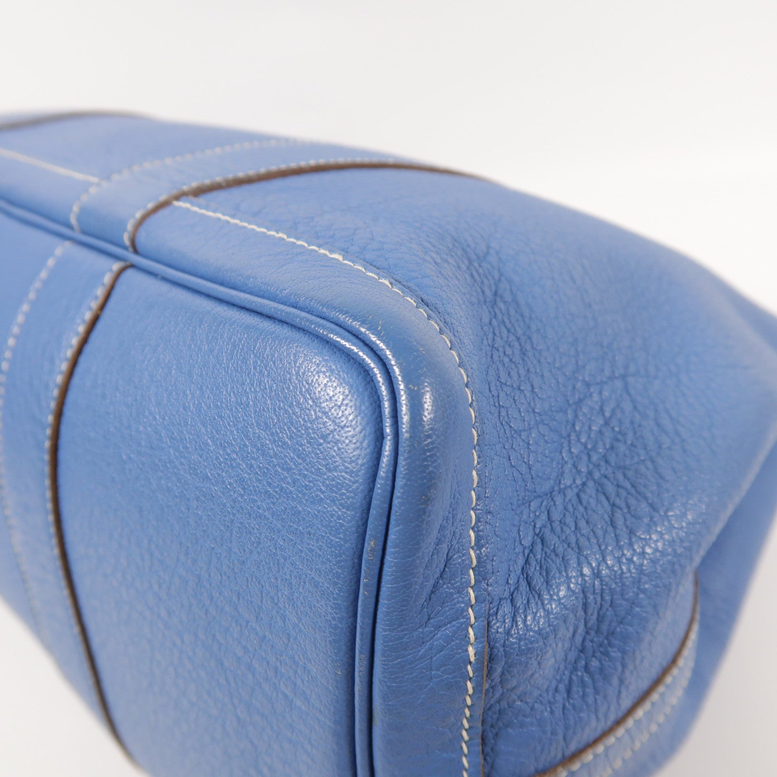 HERMES PHW GardenParty PM Tote Bag Negonda Leather Blue Jean