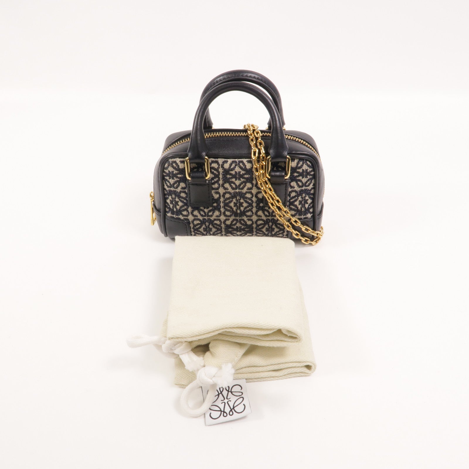 LOEWE 帆布Amazona Nano鏈帶手挽肩背兩用袋