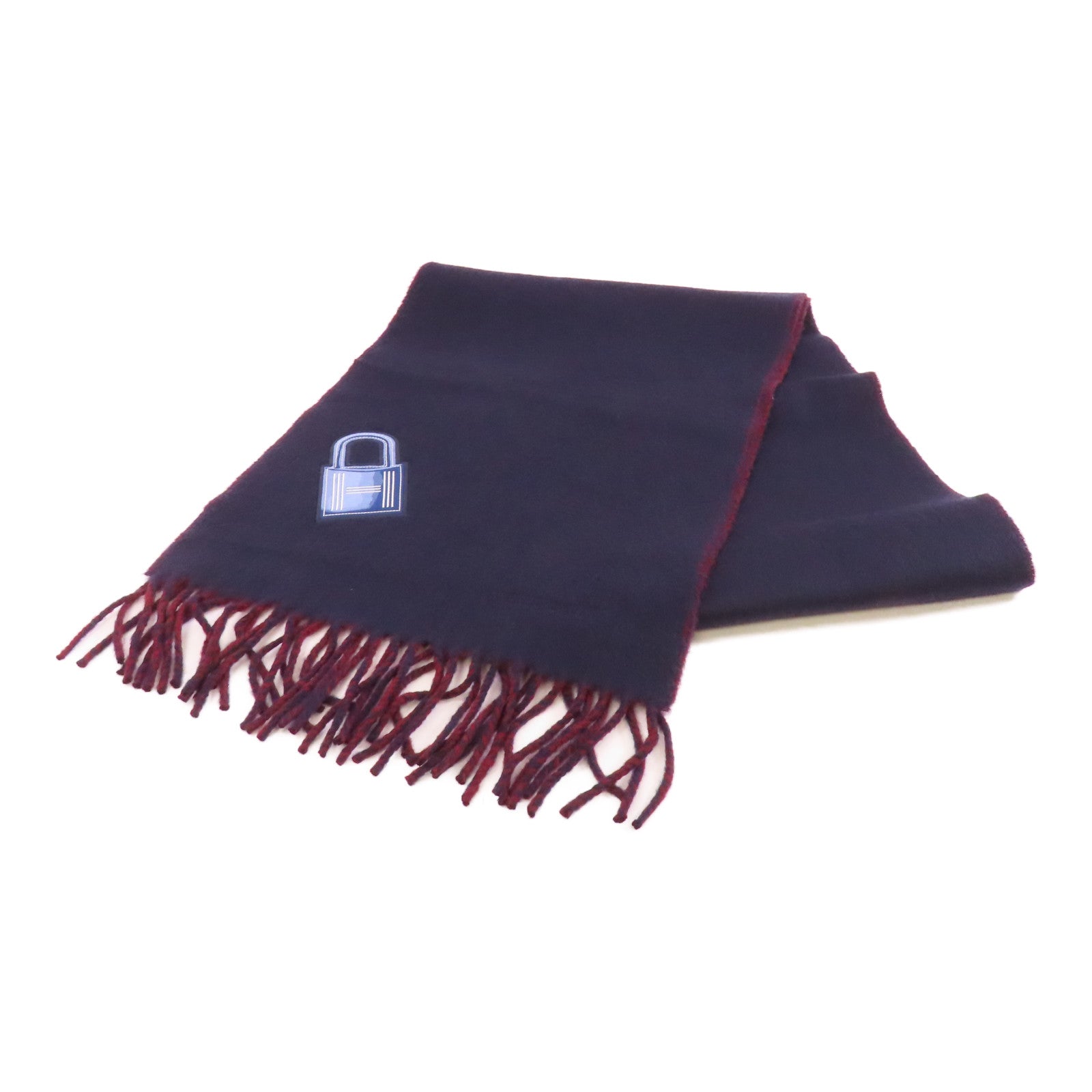 HERMES Cashmere Scarf圍巾深藍色/酒紅色