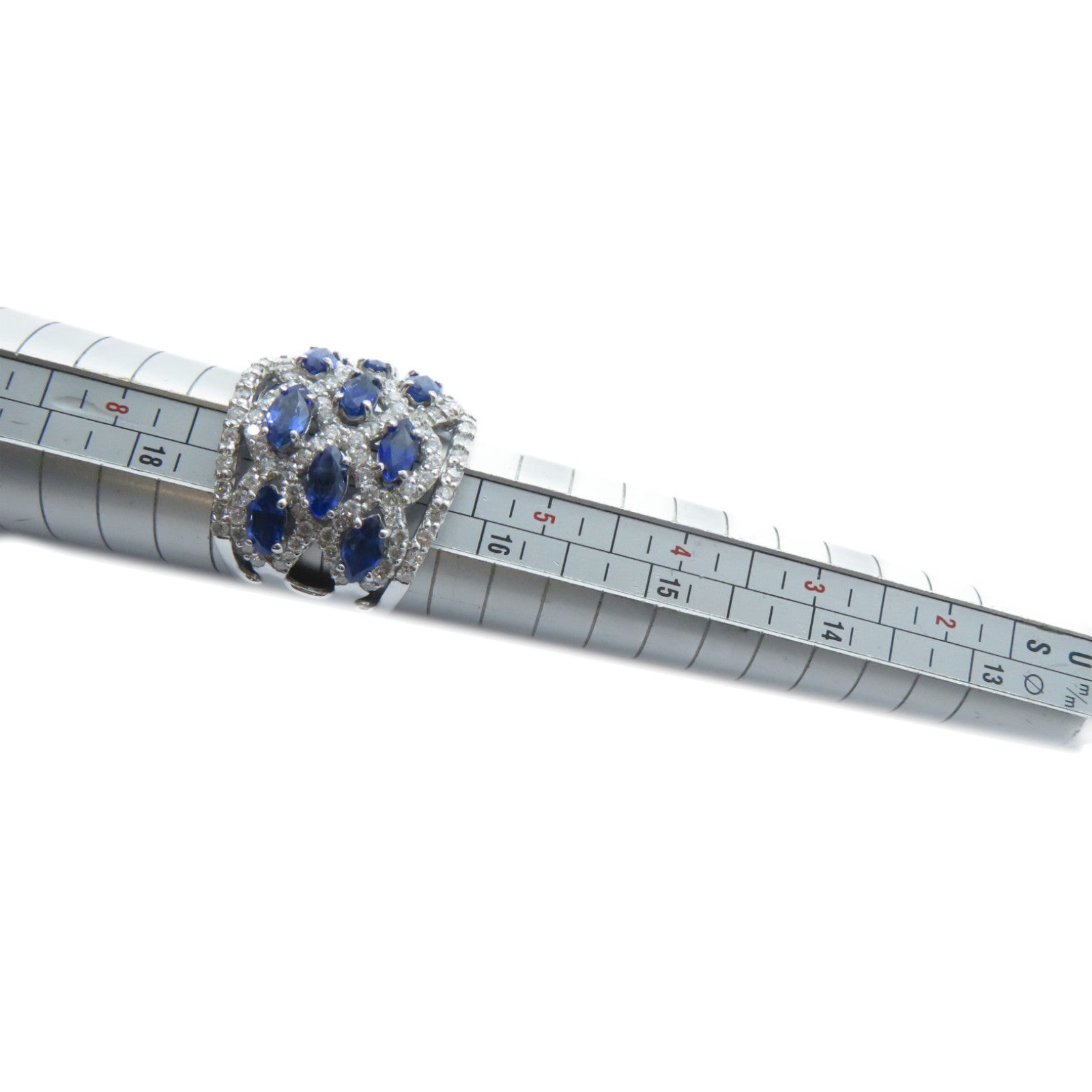 JEWELRY 【激減優惠】14K白金Sapphire Diamond Ring 3.61ct藍寶石/1.48ct鑽石戒指US#6.5