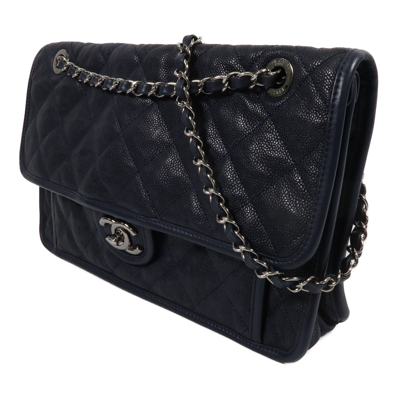 CHANEL 牛皮皮革French Riviera Flap鏈帶肩背袋
