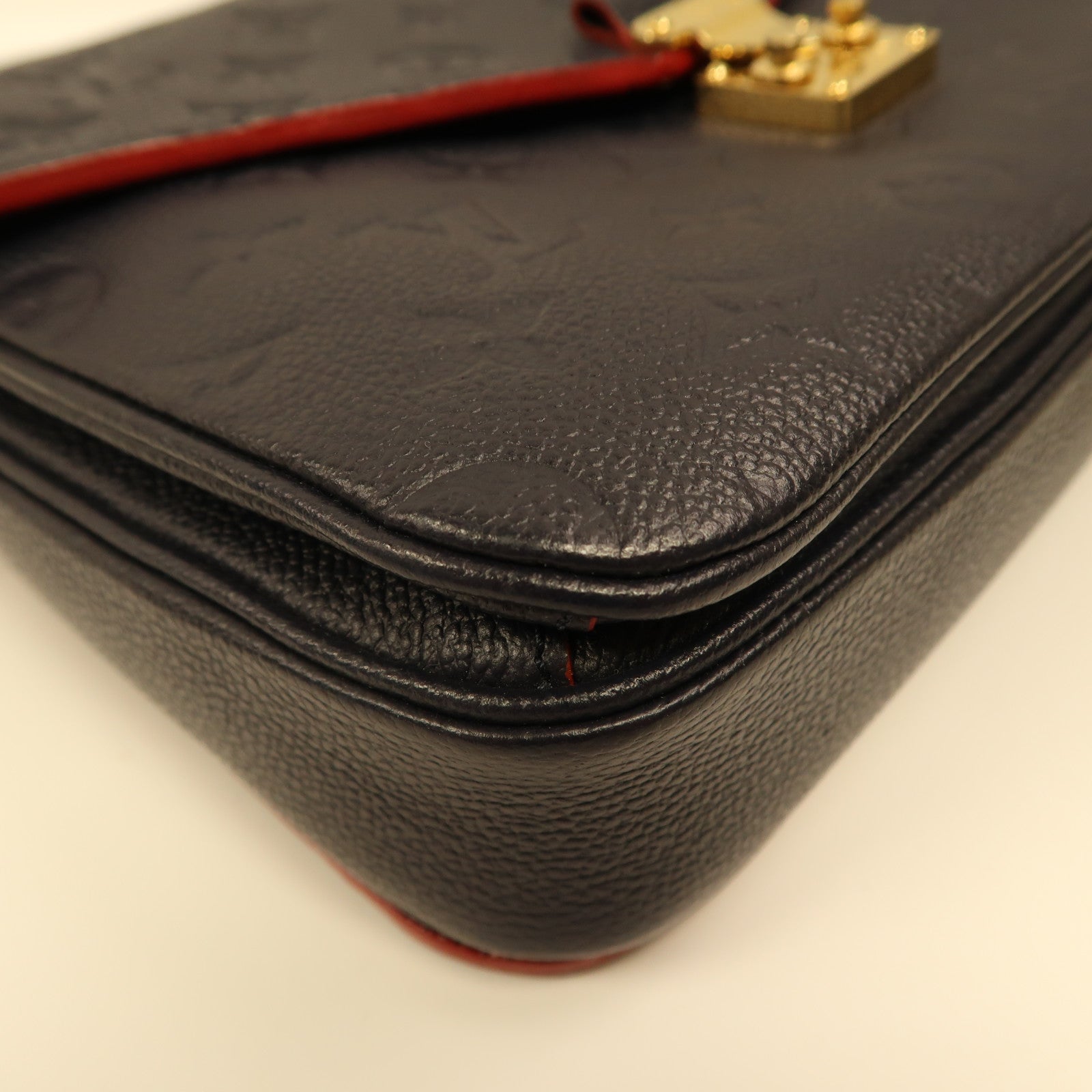 LOUIS VUITTON Monogram Empreinte Pochette Metis金扣手挽肩背兩用袋深藍色