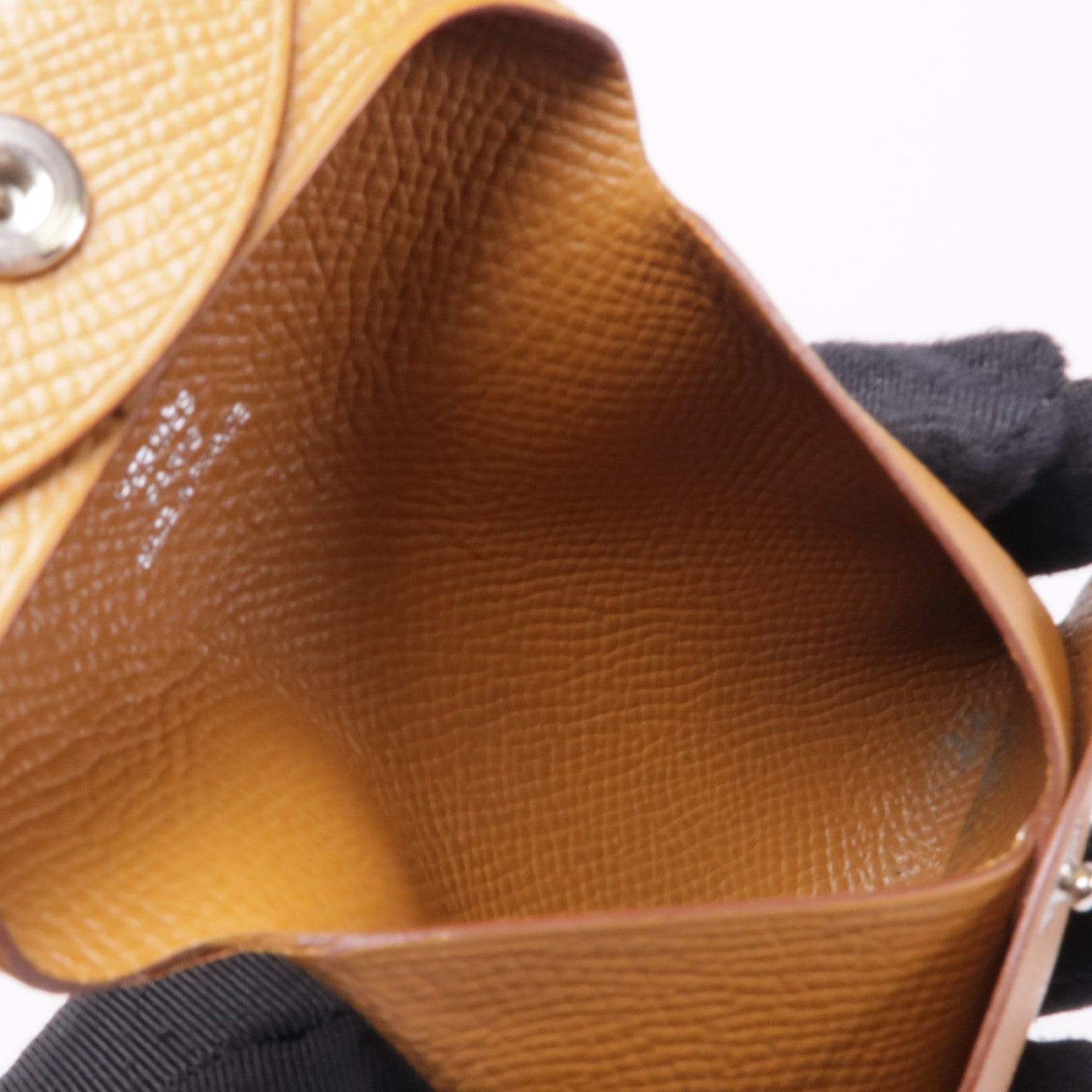 HERMES PHW Bastia Coin Purse Veau Epsom Leather Gold Brown