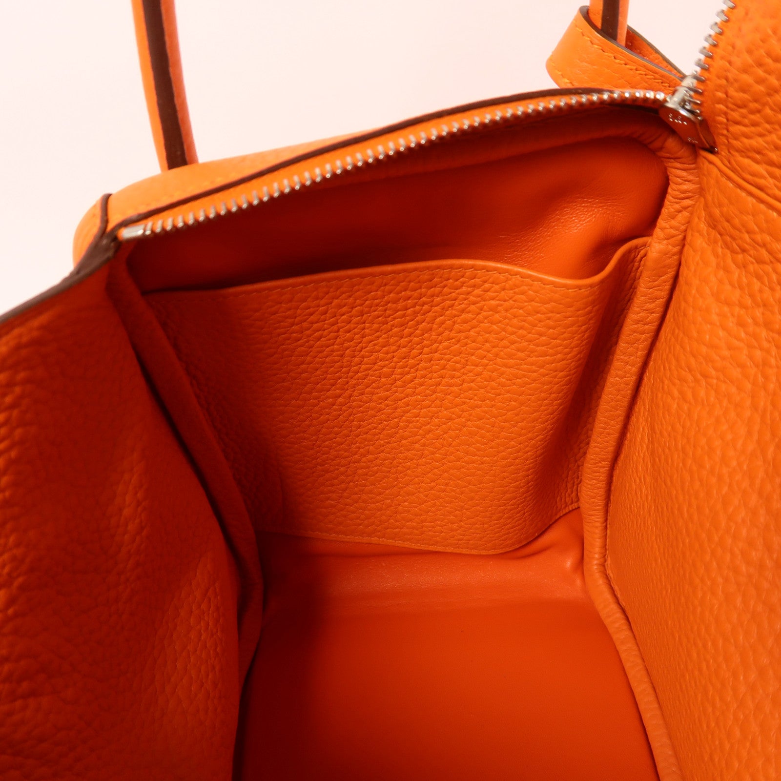 HERMES Clemence皮革Lindy 30銀扣手挽肩背兩用袋Orange