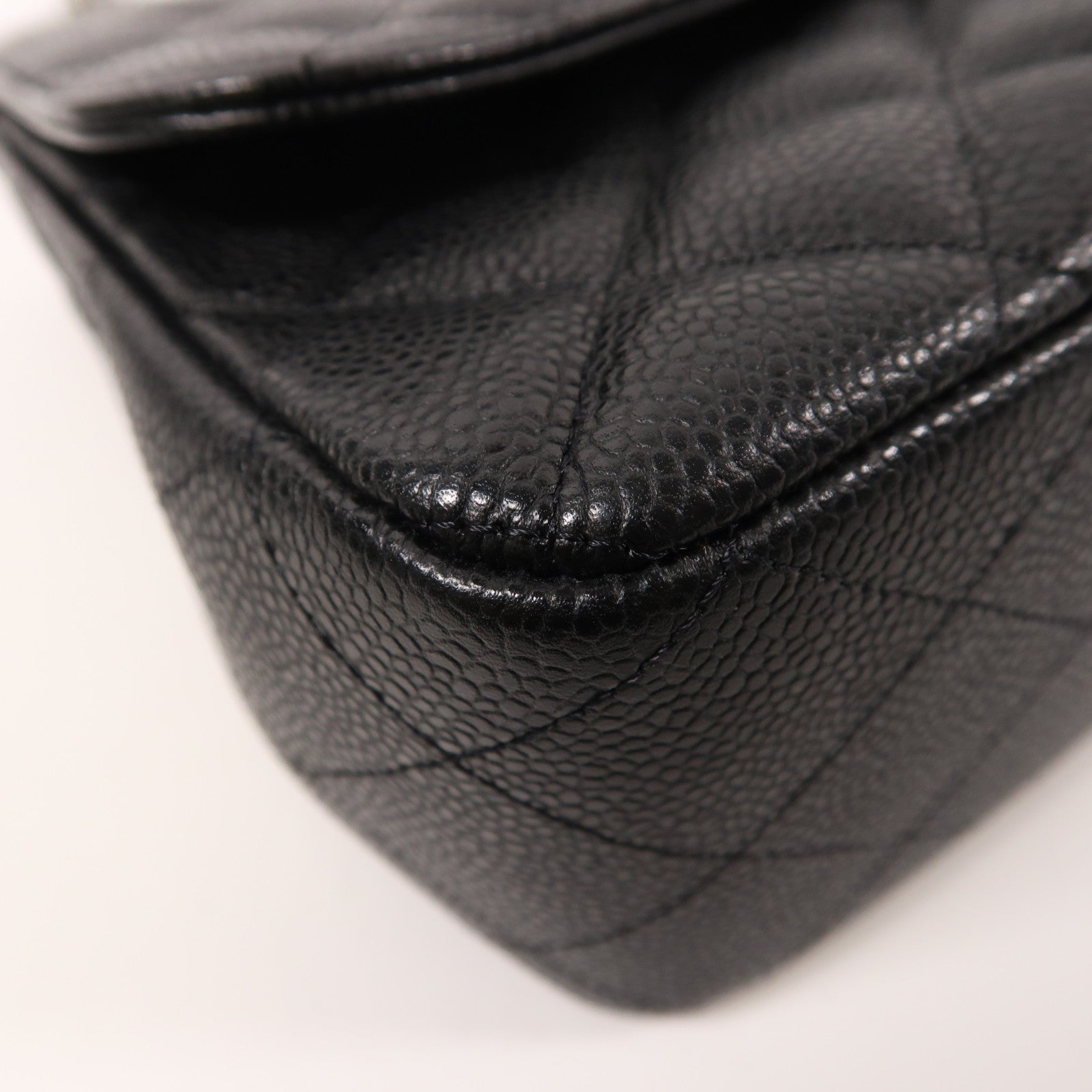 CHANEL 牛皮皮革Large Classic銀扣鏈帶肩背袋