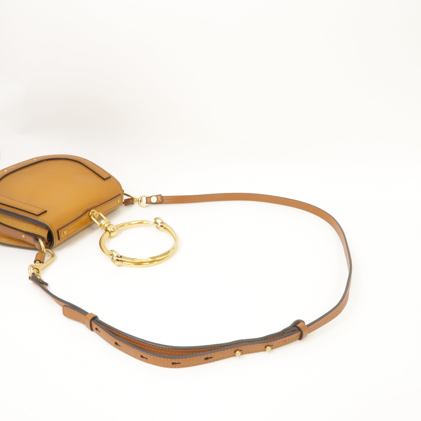 Chloe 【清倉大減價】牛皮皮革Bracelet Nile 2Way Shoulder Bag金扣手挽肩背兩用袋啡色